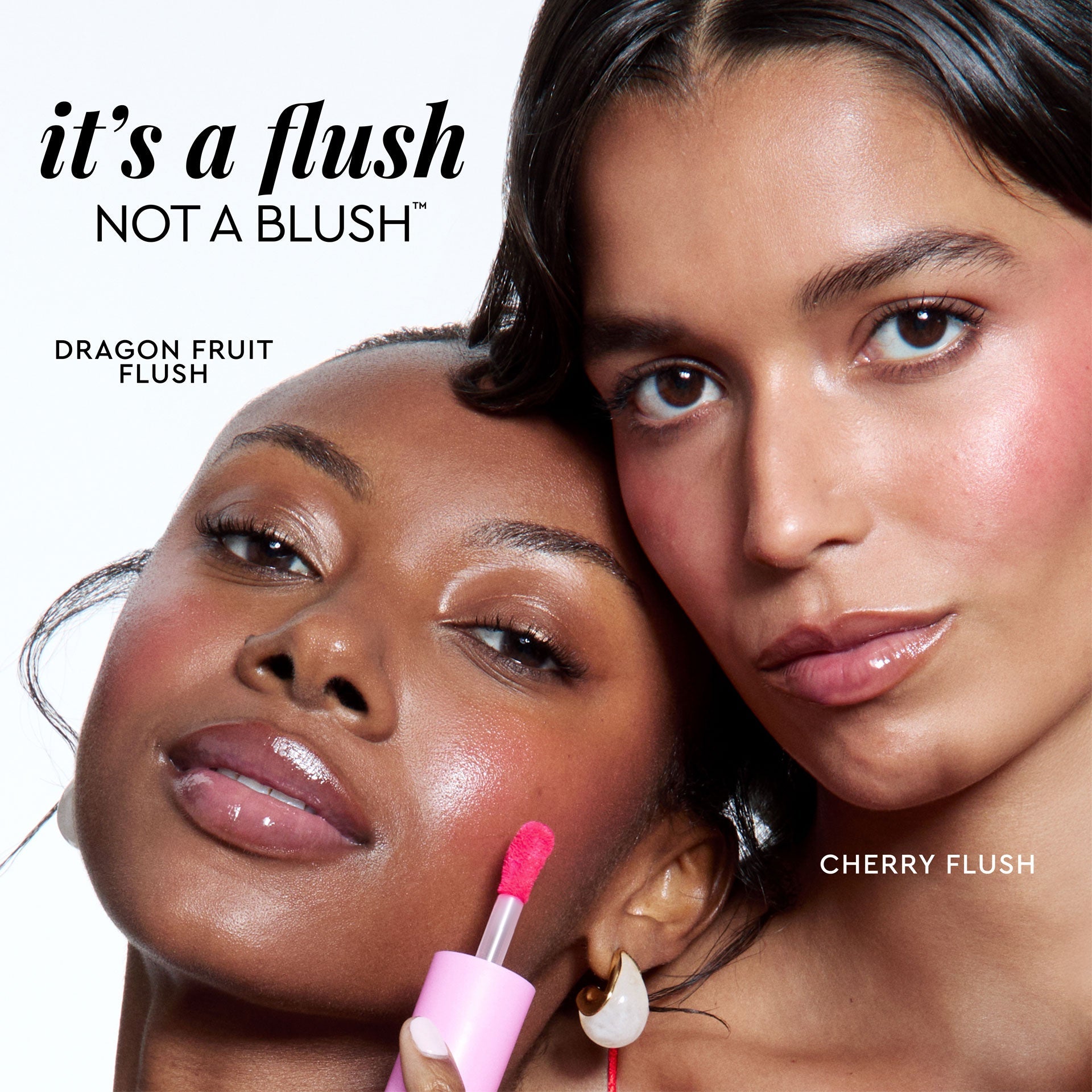An infographic pairs Dragon Fruit Flush with benefit callouts for smoothing pores and delivering a dewy glow.