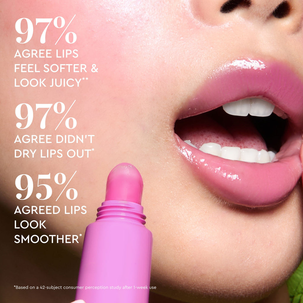 Claim infographic for Glass Balm in Dragon Fruit Bingsoo listing its 12-hour hydration and glow benefits.