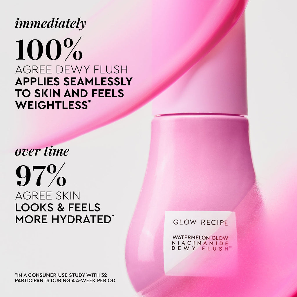 A claim graphic highlights Dragon Fruit Flush's buildable pink tint alongside the product bottle.
