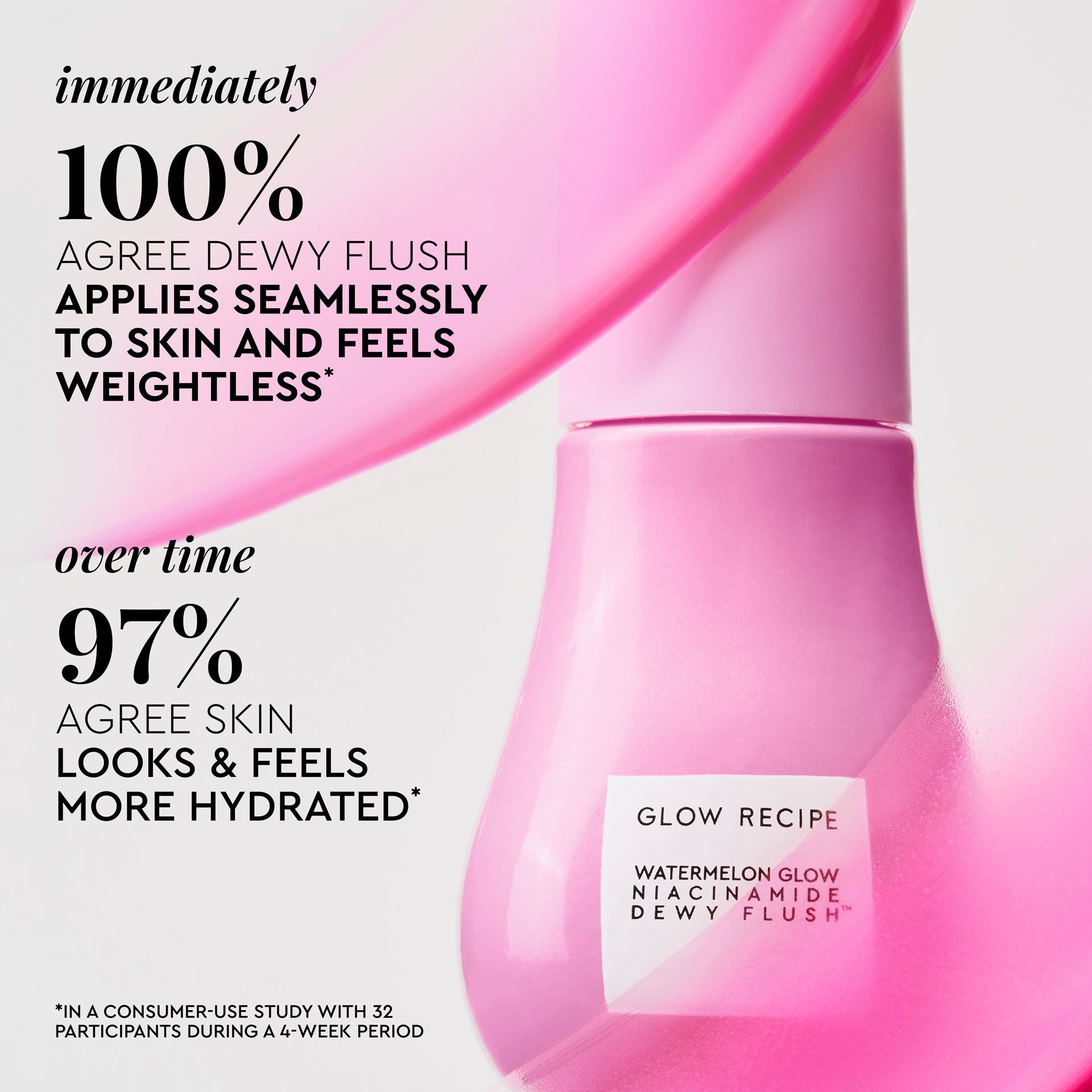 A claim graphic highlights Dragon Fruit Flush's buildable pink tint alongside the product bottle.