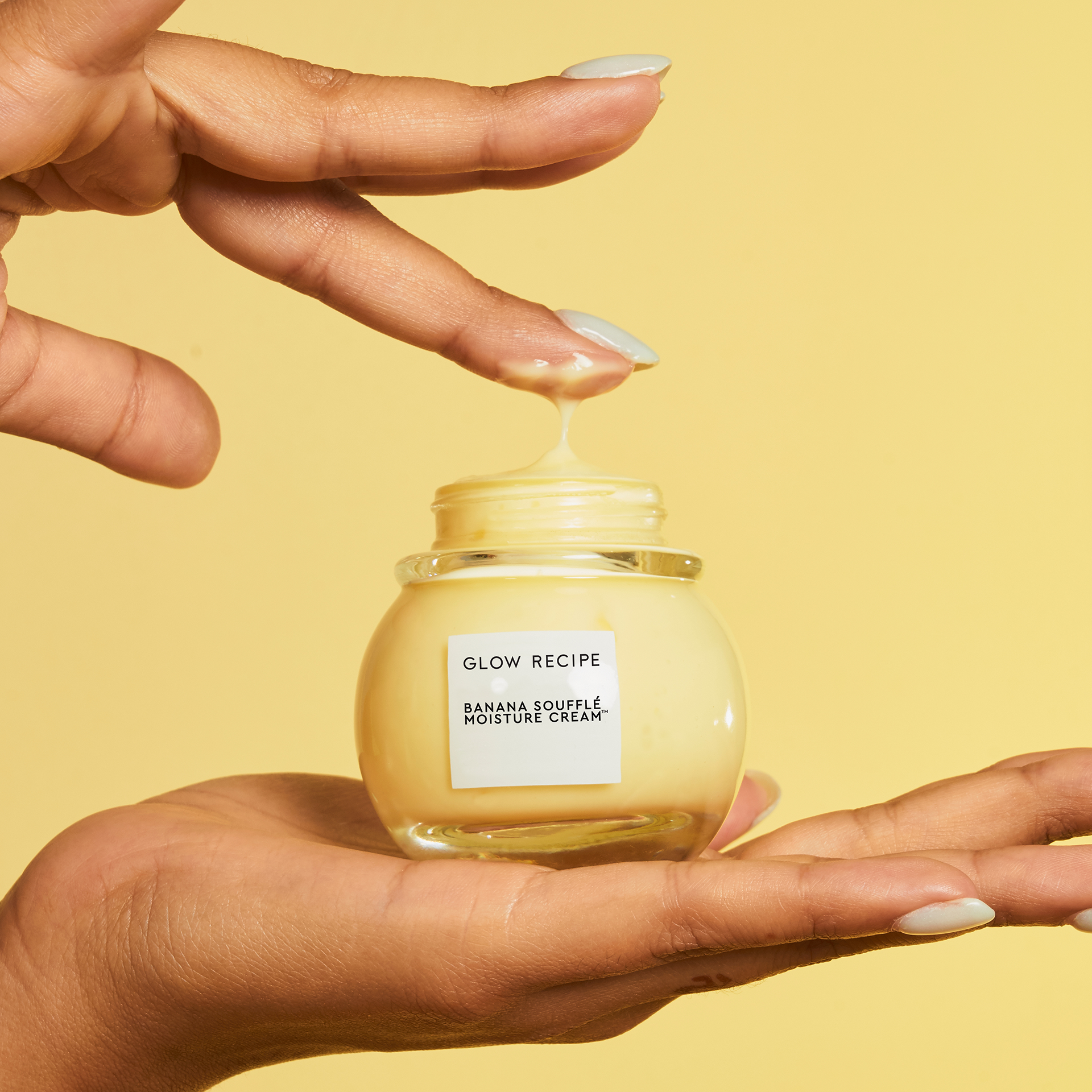 Glow Recipe Banana Souffle Moisture Cream jar pictured as part of its limited-edition banana milk-inspired launch.
