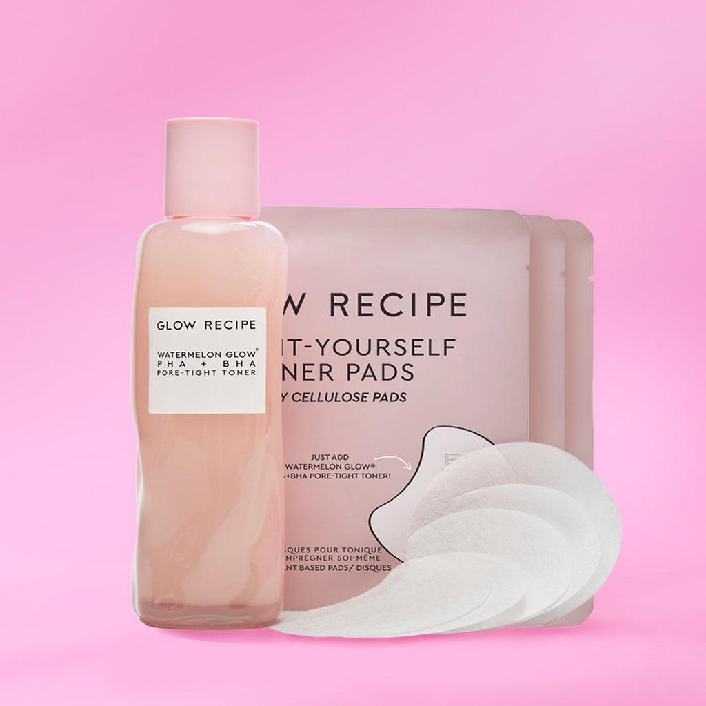 Glow Recipe Dew It Yourself Toner Pads Masking Kit with Watermelon Glow Pore-Tight Toner and reusable pads