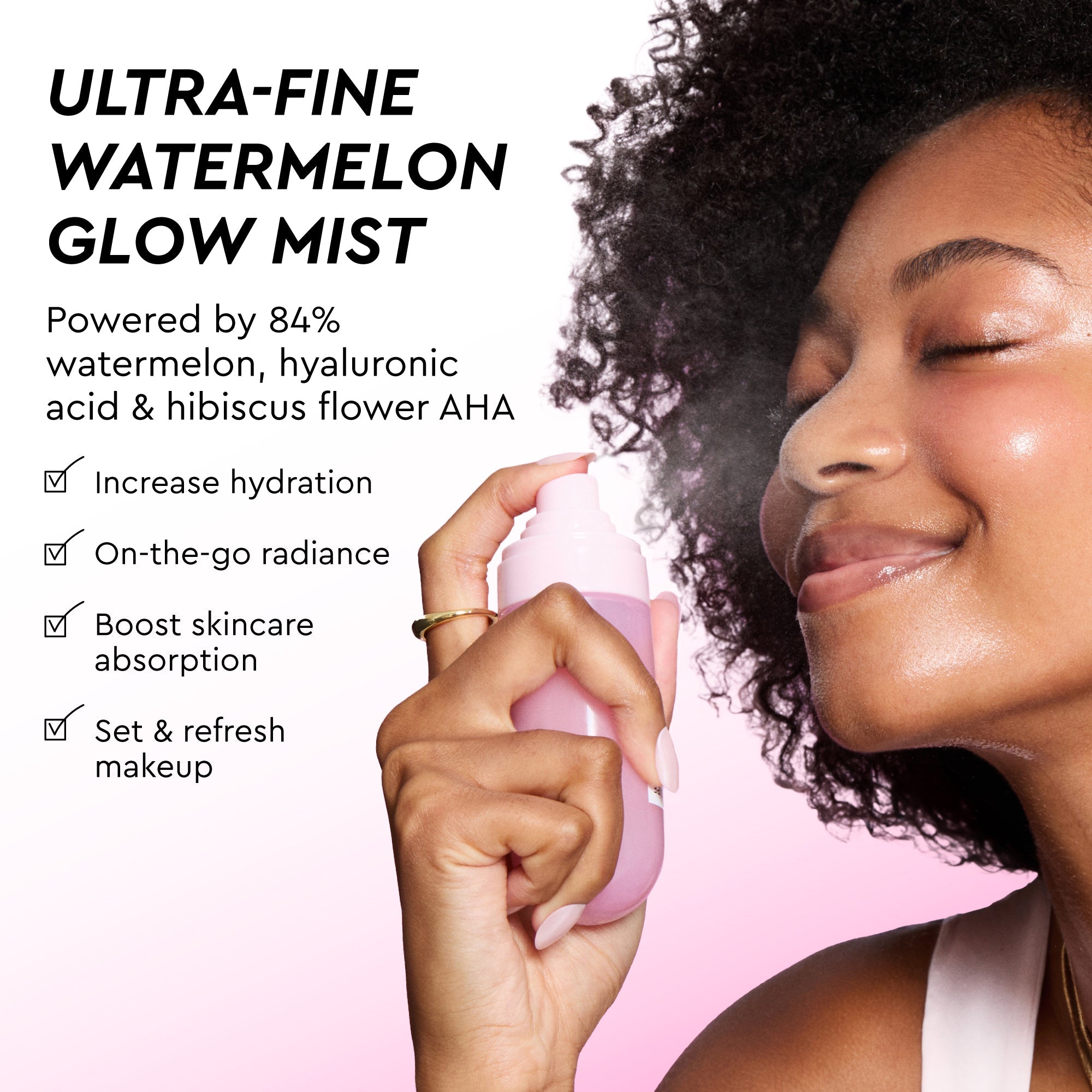 Glow Recipe Watermelon Glow Best-Sellers Kit infographic showing the dewy, glowing finish achieved with the full routine.
