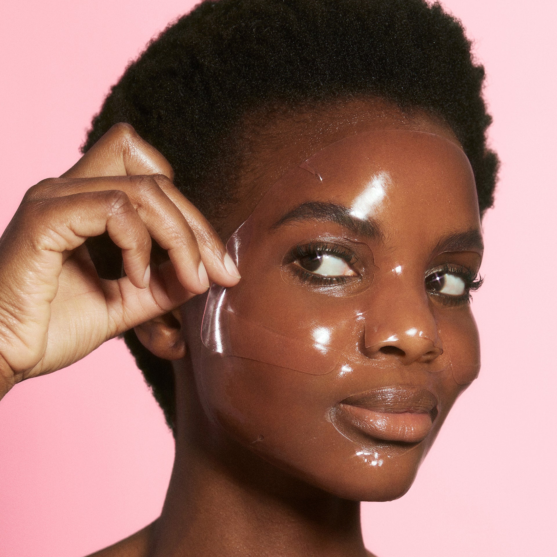 Close-up of Watermelon Glow Jelly Sheet Mask's jelly texture, formulated with cold-pressed watermelon extract.