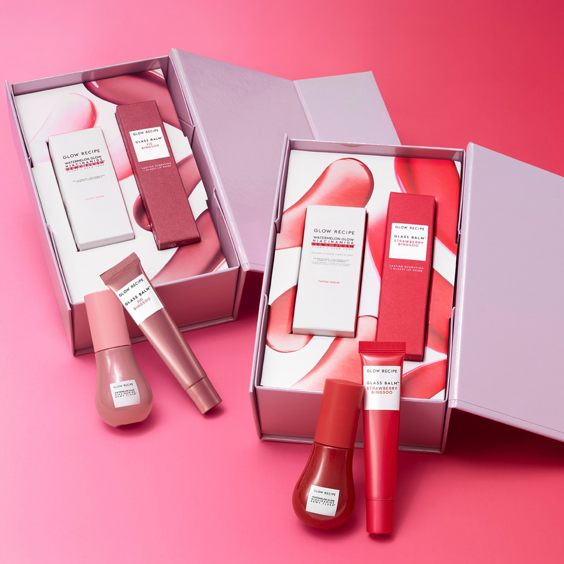 Glow Recipe Lip & Cheek Kit with Dewy Flush and Glass Balm in iridescent keepsake box