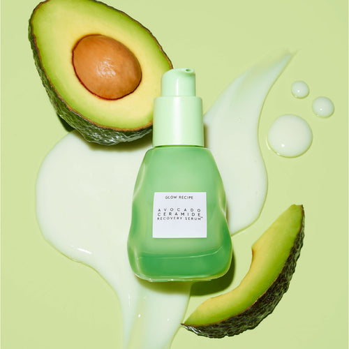 Glow Recipe Avocado Ceramide Recovery Serum bottle, soothing milky serum for redness and dryness