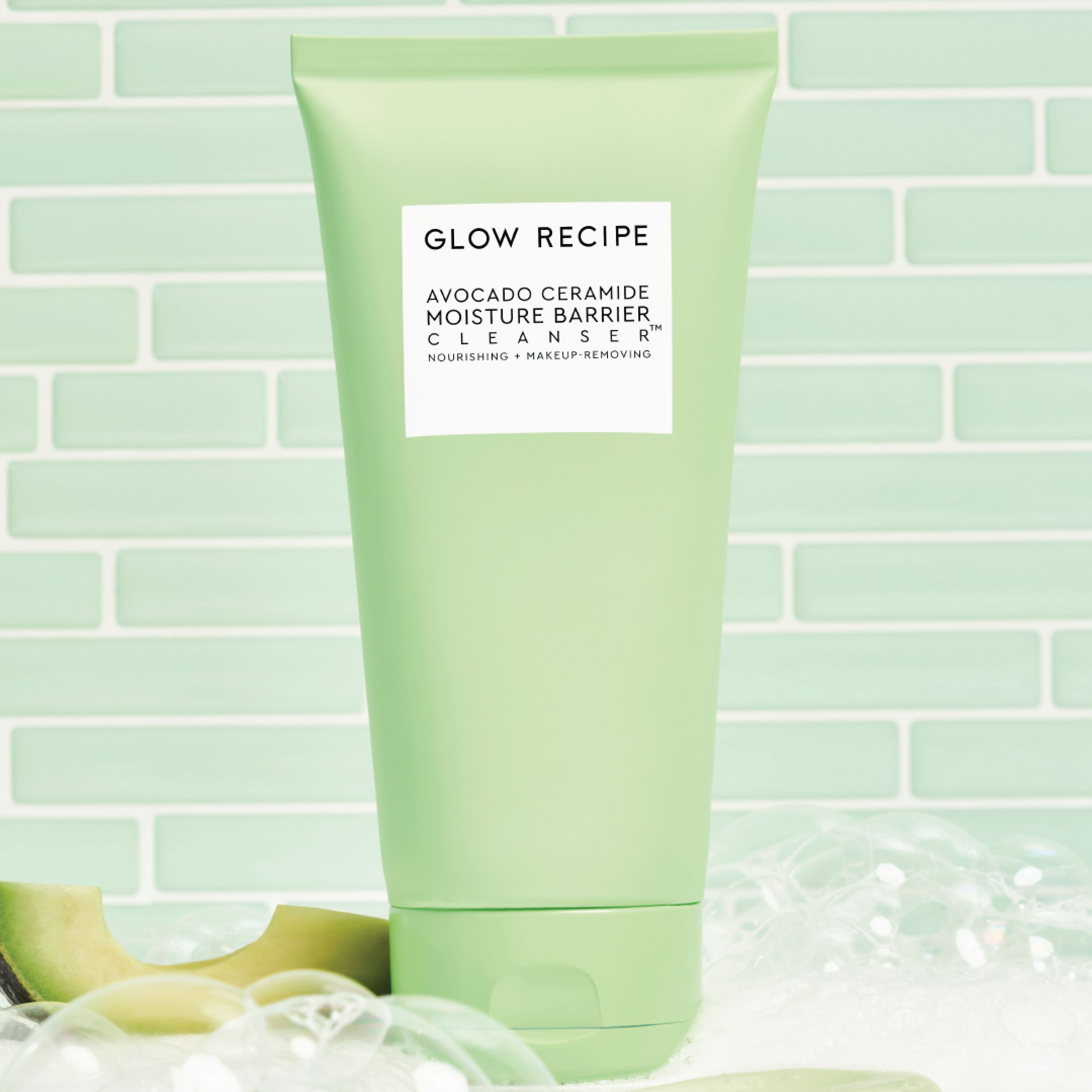 Glow Recipe Avocado Ceramide Moisture Barrier Cleanser tube, ceramide and oatmeal gel-to-foam formula