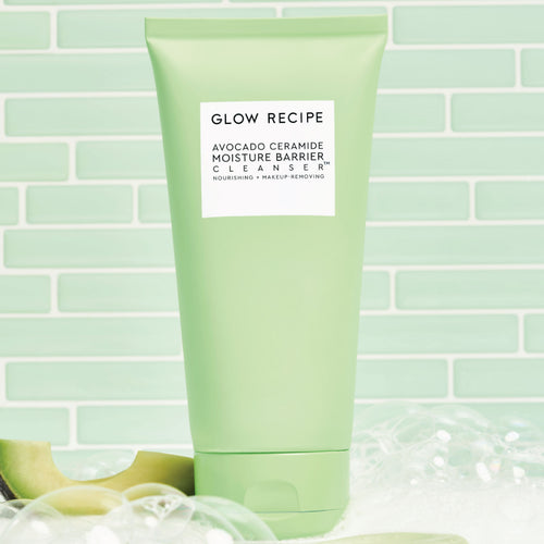 Glow Recipe Avocado Ceramide Moisture Barrier Cleanser tube, ceramide and oatmeal gel-to-foam formula
