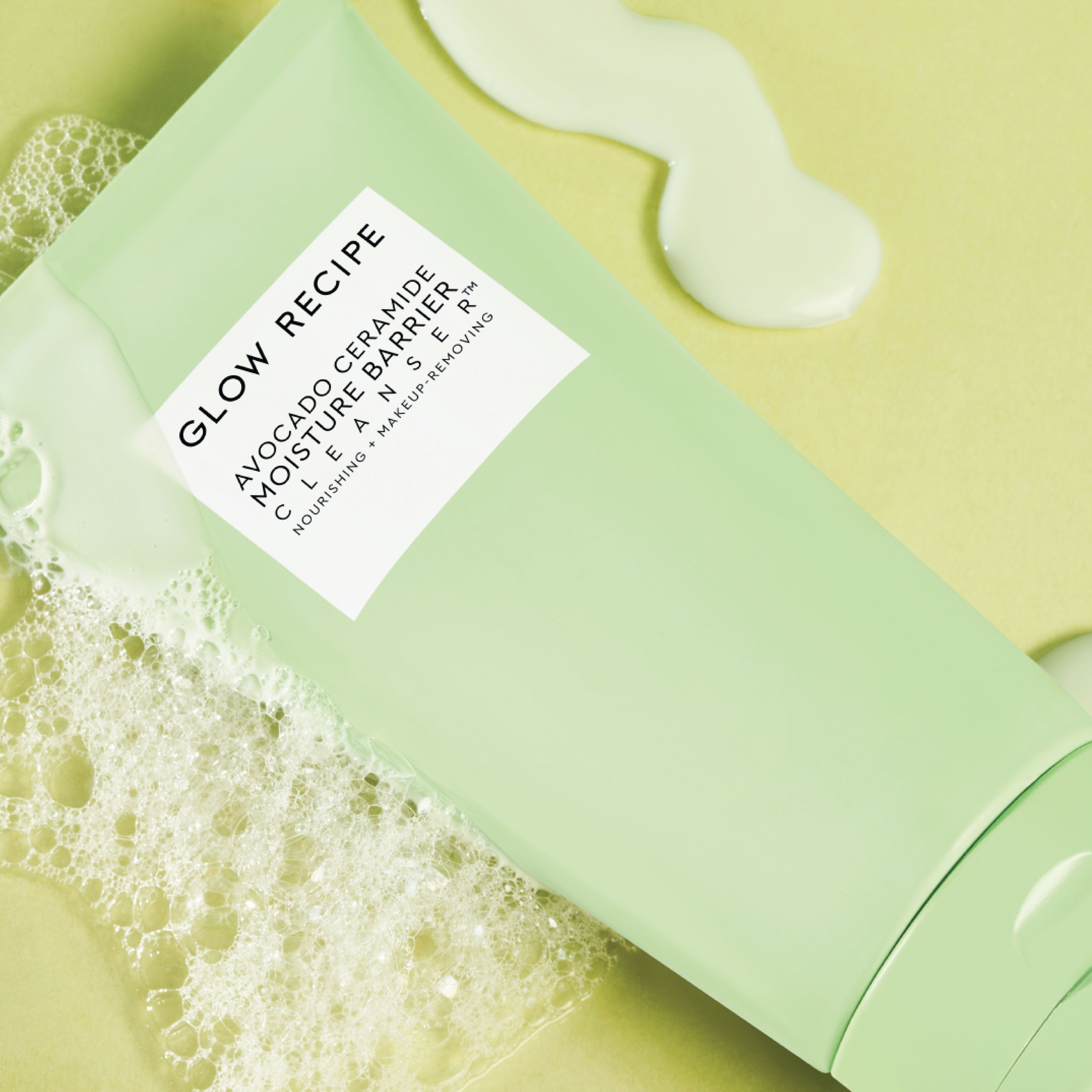 Glow Recipe Avocado Ceramide Moisture Barrier Cleanser bottle shown for its creamy formula that leaves skin softer and refreshed.