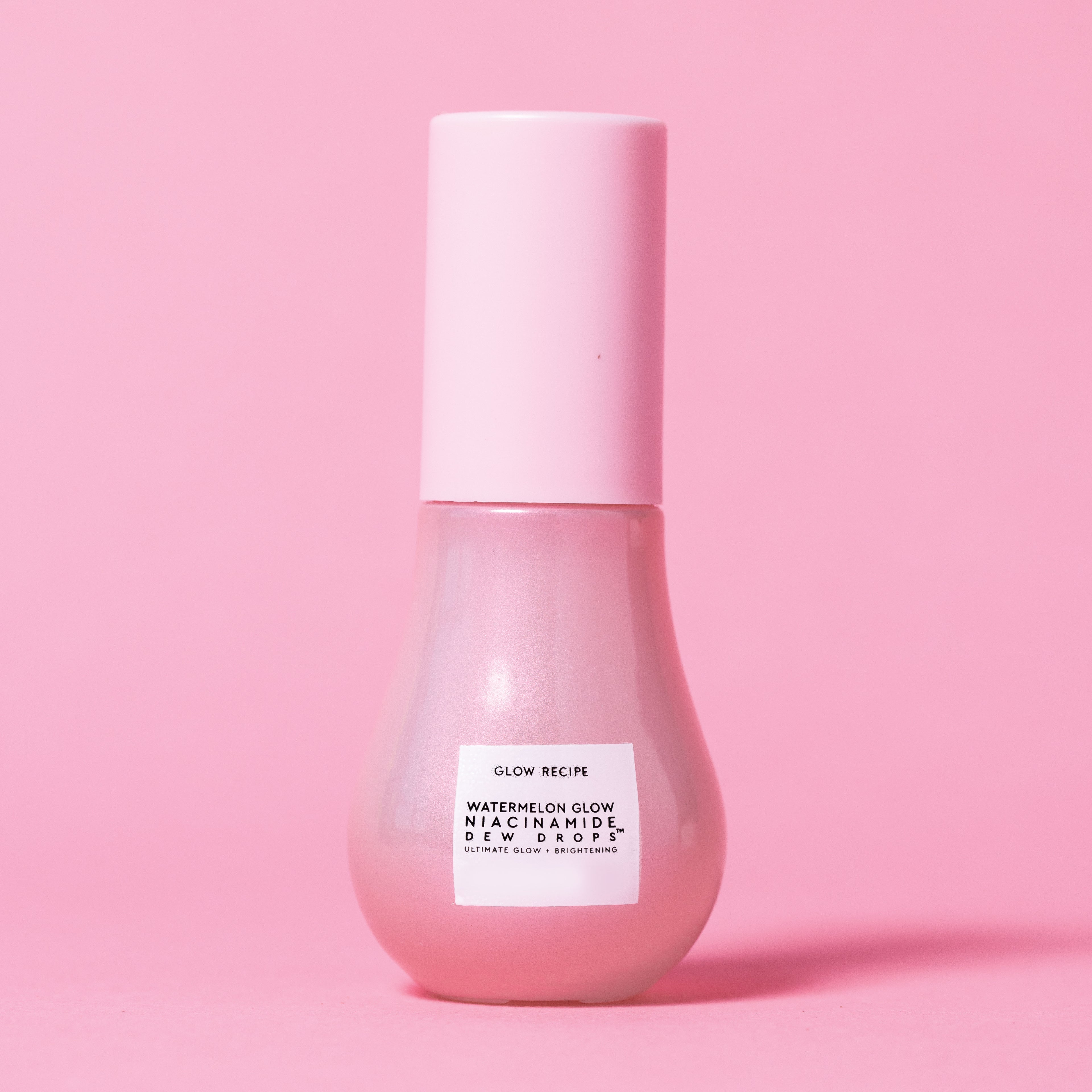 Watermelon Glow Niacinamide Dew Drops bottle with its white label, the brightening step in the Real Glass Skin Kit.