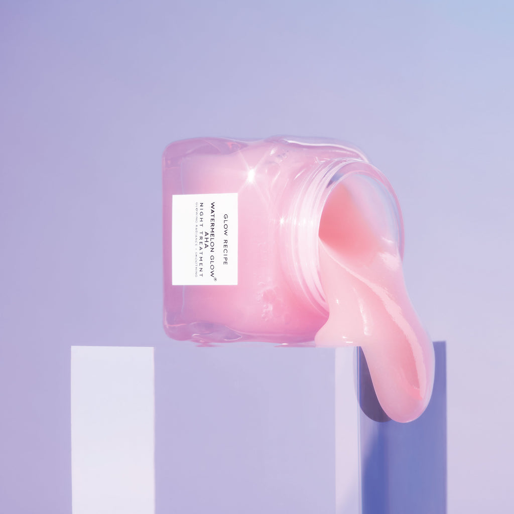 Glow Recipe Watermelon Glow AHA Night Treatment's gel texture shown to demonstrate its overnight resurfacing formula.