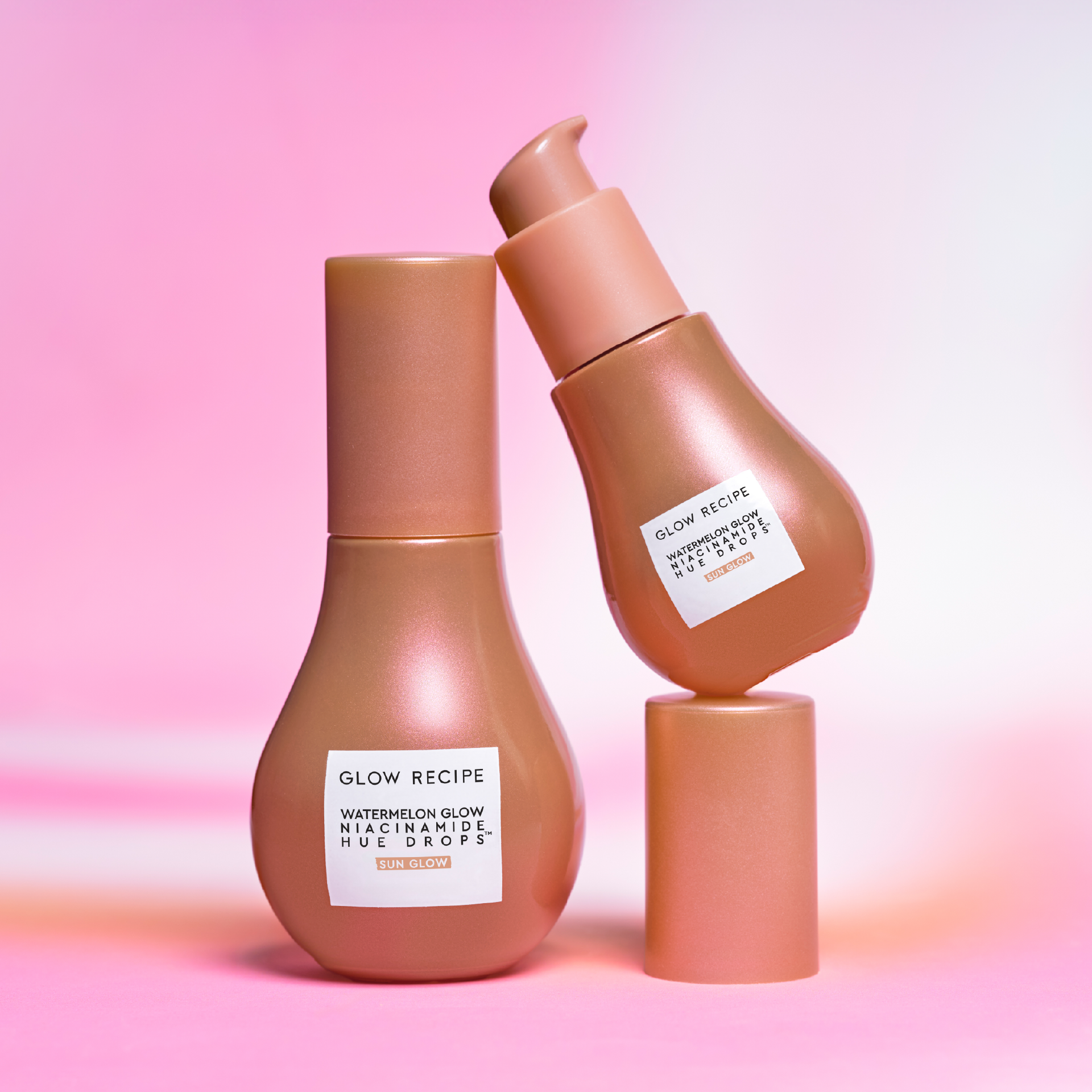 Glow Recipe Mini Watermelon Glow Niacinamide Hue Drops in Sun Glow shade, tinted serum bottle
