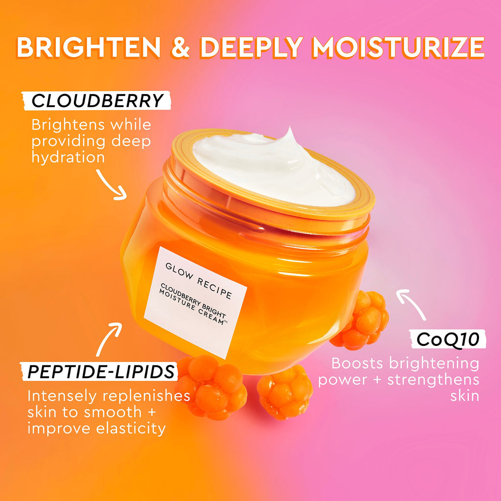 Hero ingredients infographic for Cloudberry Bright Refillable Moisture Cream featuring cloudberry and CoQ10.