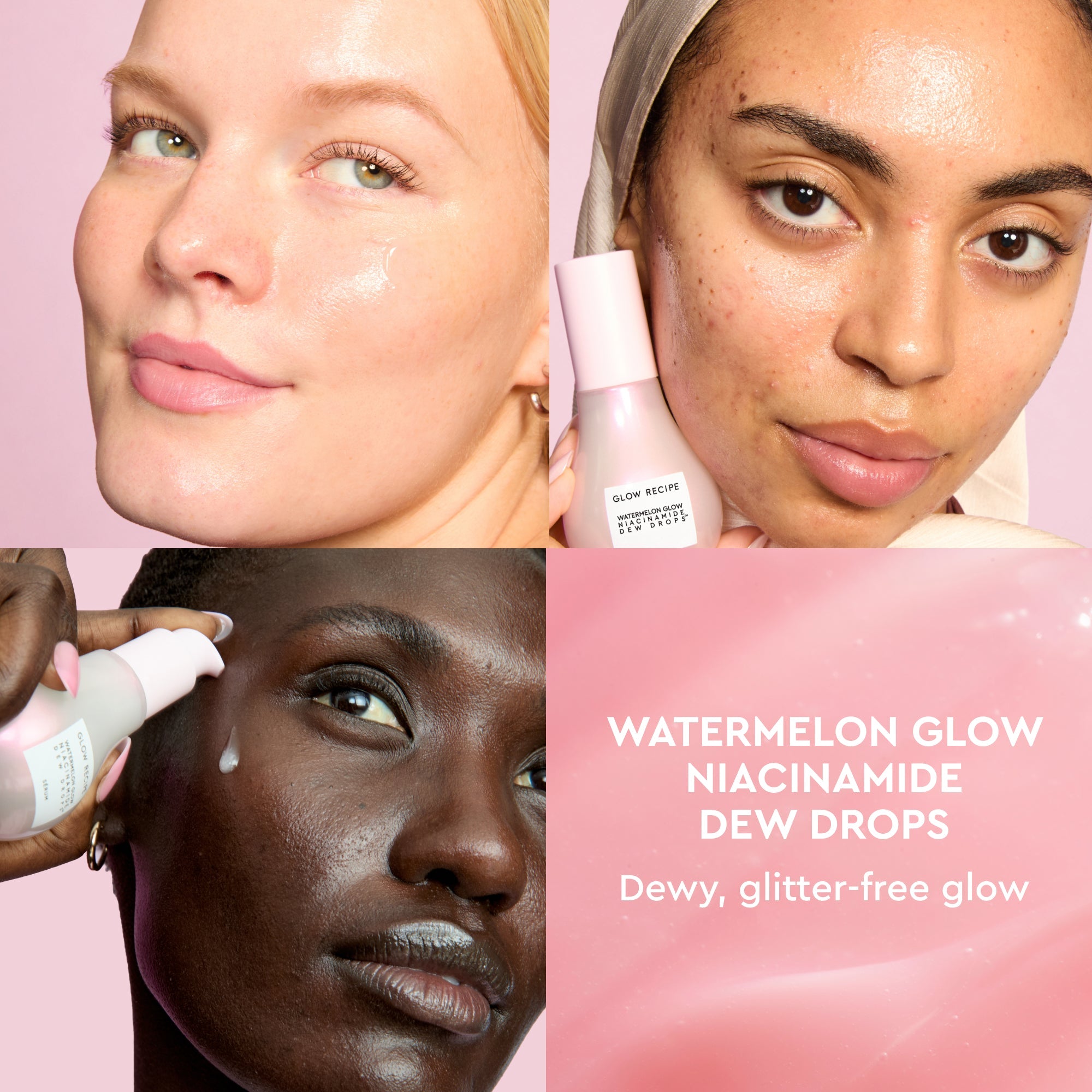 Glow Recipe Watermelon Glow Niacinamide Dew Drops infographic citing its rank as Sephora's top-selling niacinamide serum.