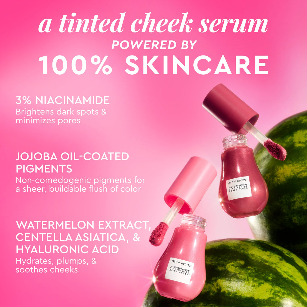 An infographic pairs Berry Flush with callouts on its hydrating, dewy cheek benefits.