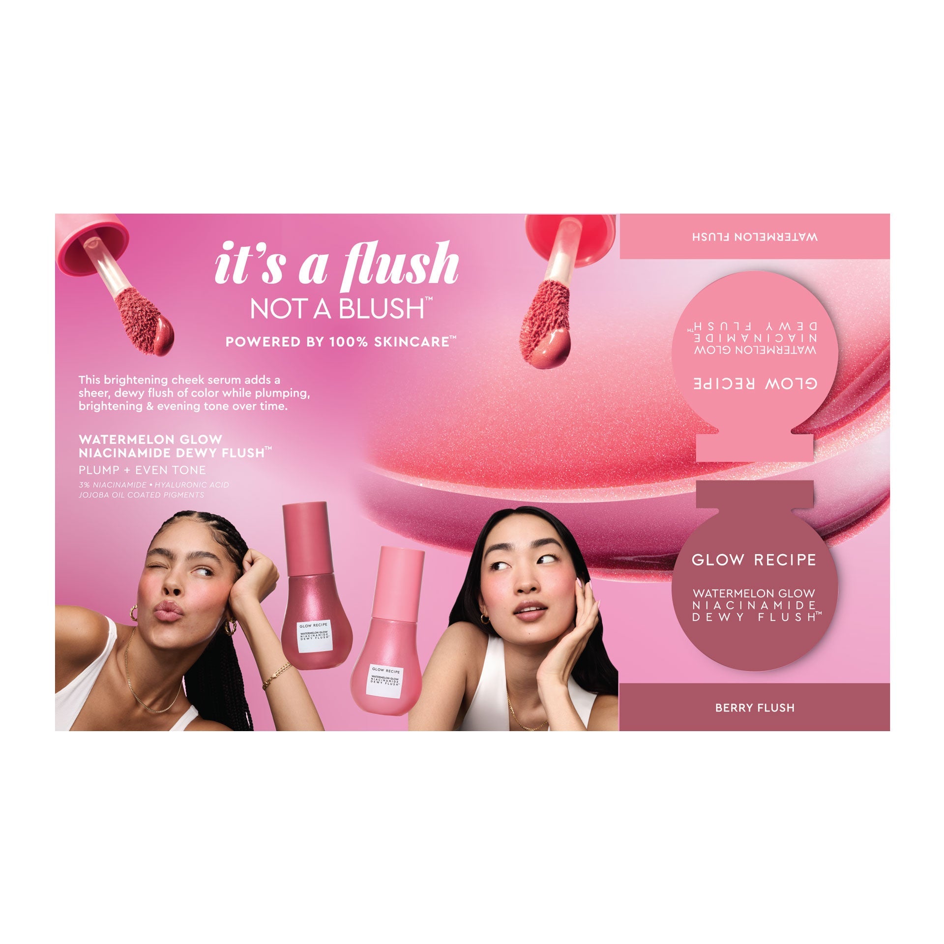 Glow Recipe Watermelon Glow Niacinamide Dewy Flush sample card with sachet