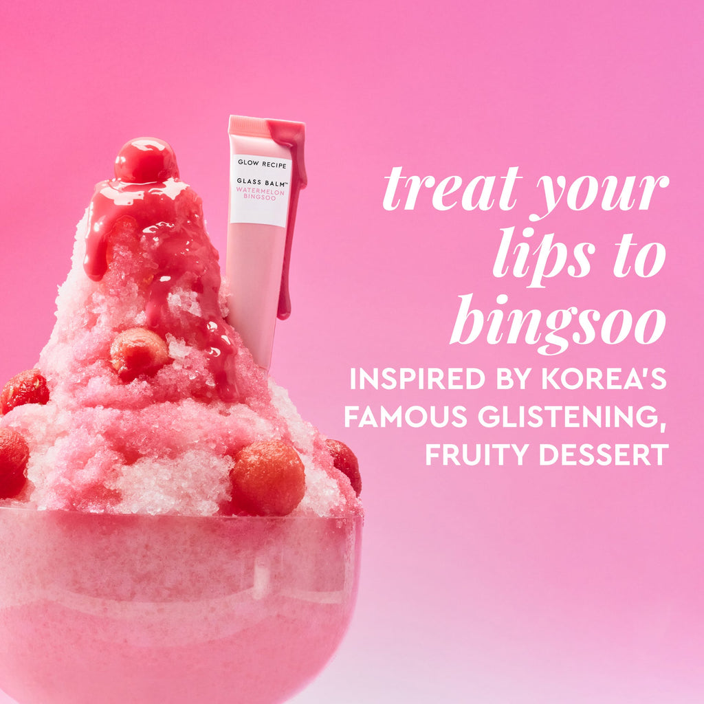 Second Bingsoo dessert-inspired graphic paired with Glass Balm in Watermelon Bingsoo's sheer soft pink tint.