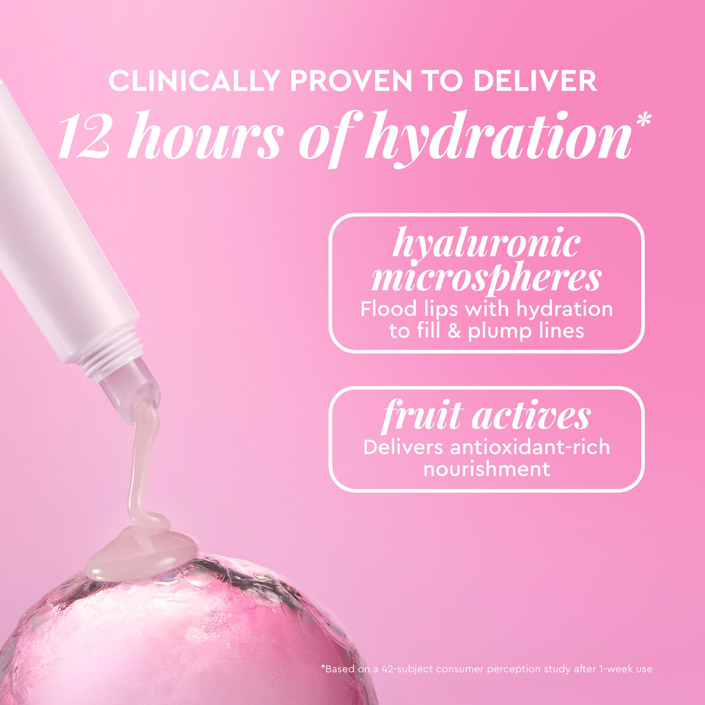 Ingredient callout graphic for Glass Balm in Ice Bingsoo highlighting the clear, hydrating Hyaluronic Microsphere gel.