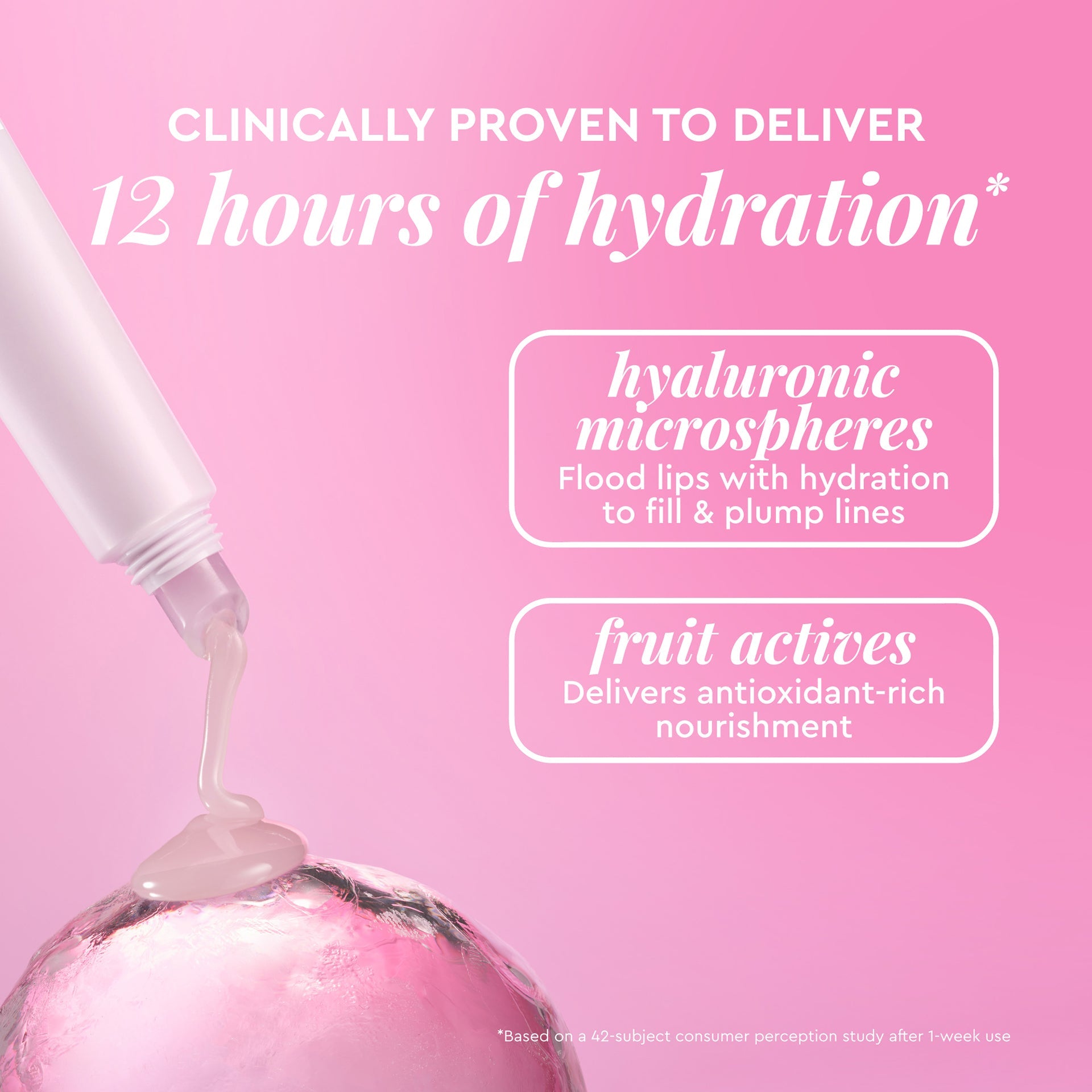 Ingredient callout graphic for Glass Balm in Ice Bingsoo highlighting the clear, hydrating Hyaluronic Microsphere gel.