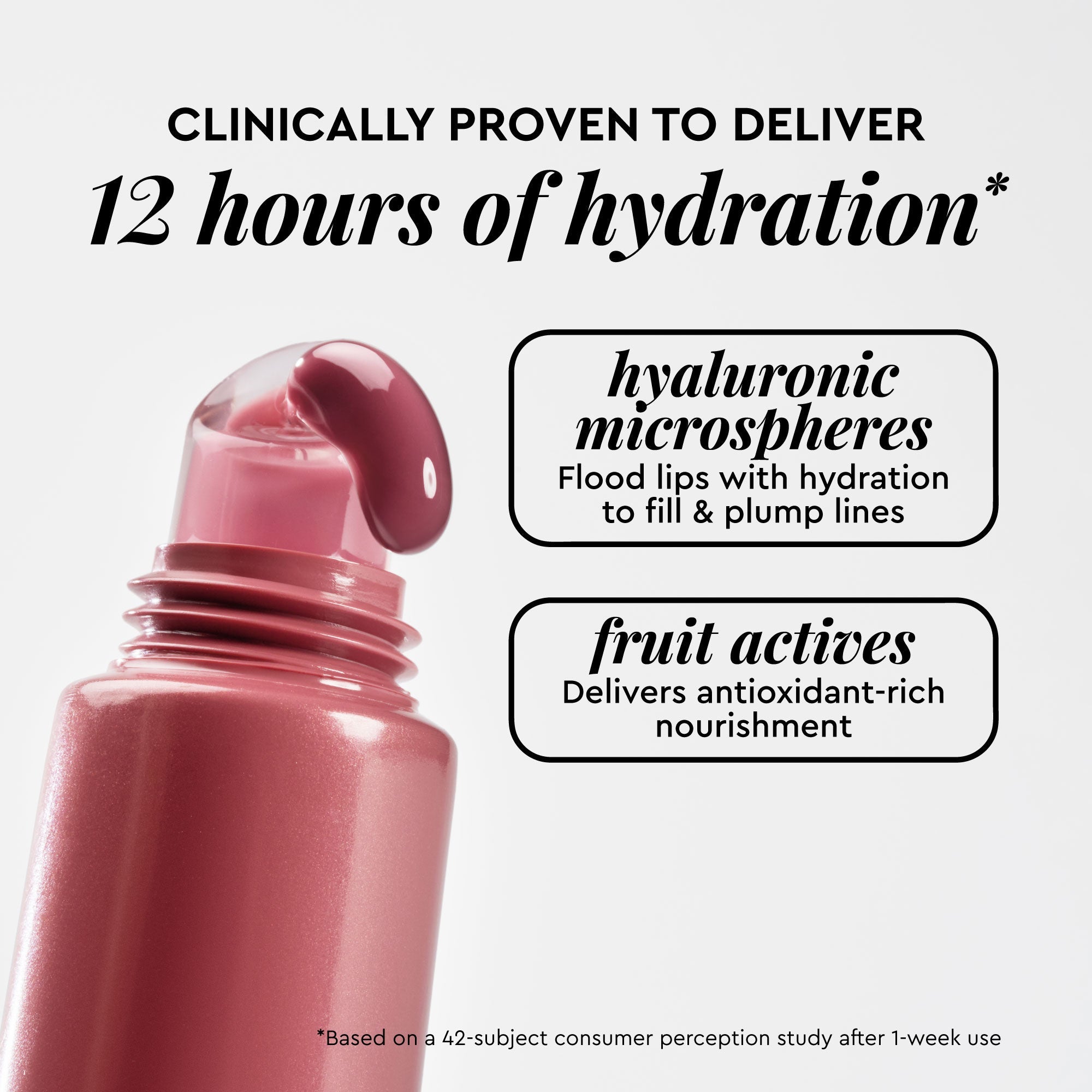 Ingredient callout graphic for Glass Balm in Fig Bingsoo highlighting the Hyaluronic Microspheres formula.