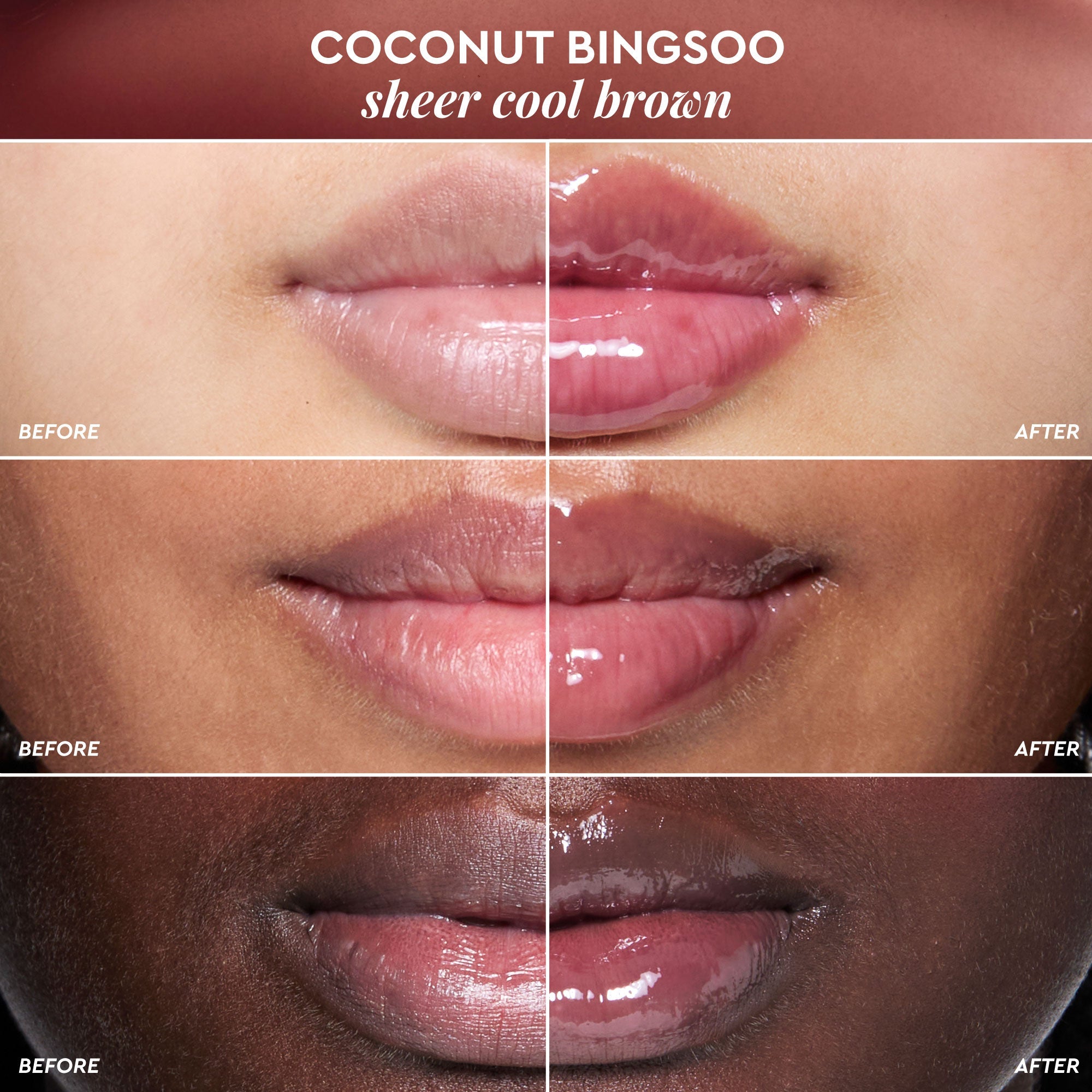 Second shade grid graphic placing the Coconut Bingsoo swatch within the full Glass Balm lineup.