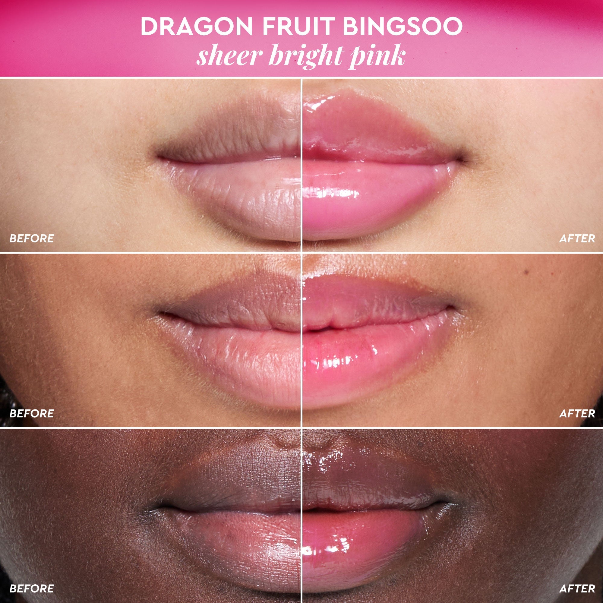 Second shade grid graphic placing the Dragon Fruit Bingsoo swatch within the full Glass Balm lineup.