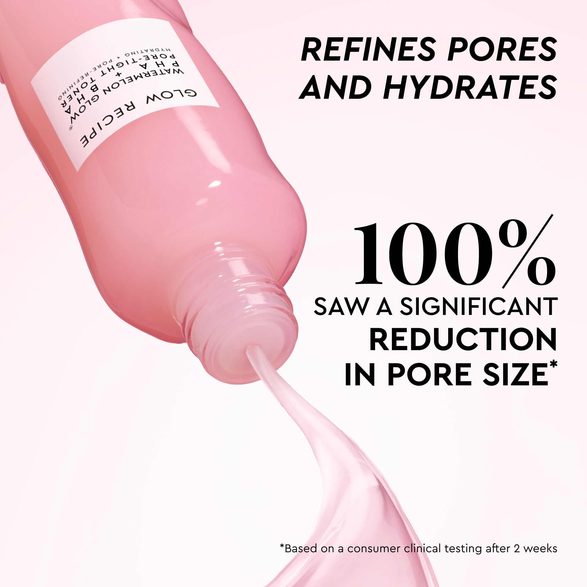 Infographic highlighting the Mini Watermelon Glow PHA+BHA Pore-Tight Toner for refining and tightening visible pores.