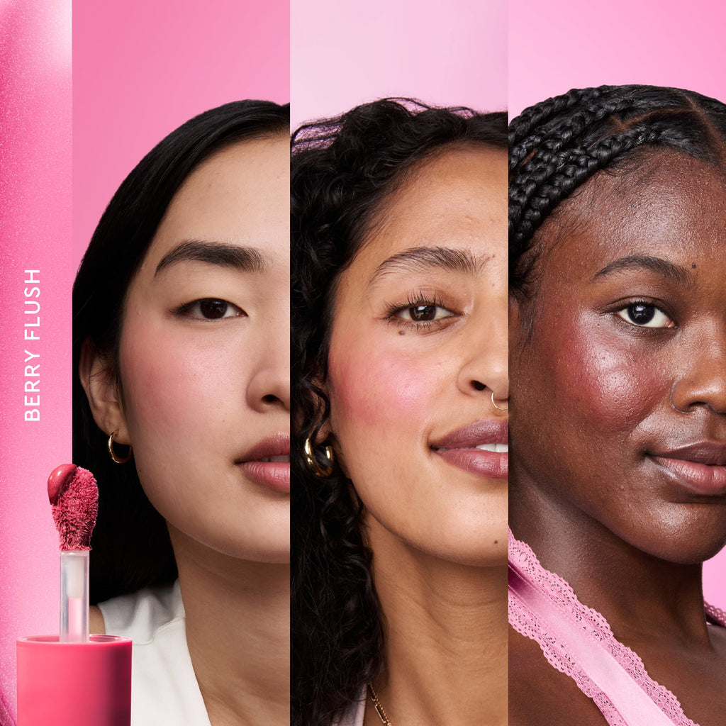 Glow Recipe Best of Glow Hues Kit swatch grid showing the sheer, buildable cheek tones of Dewy Flush Berry.