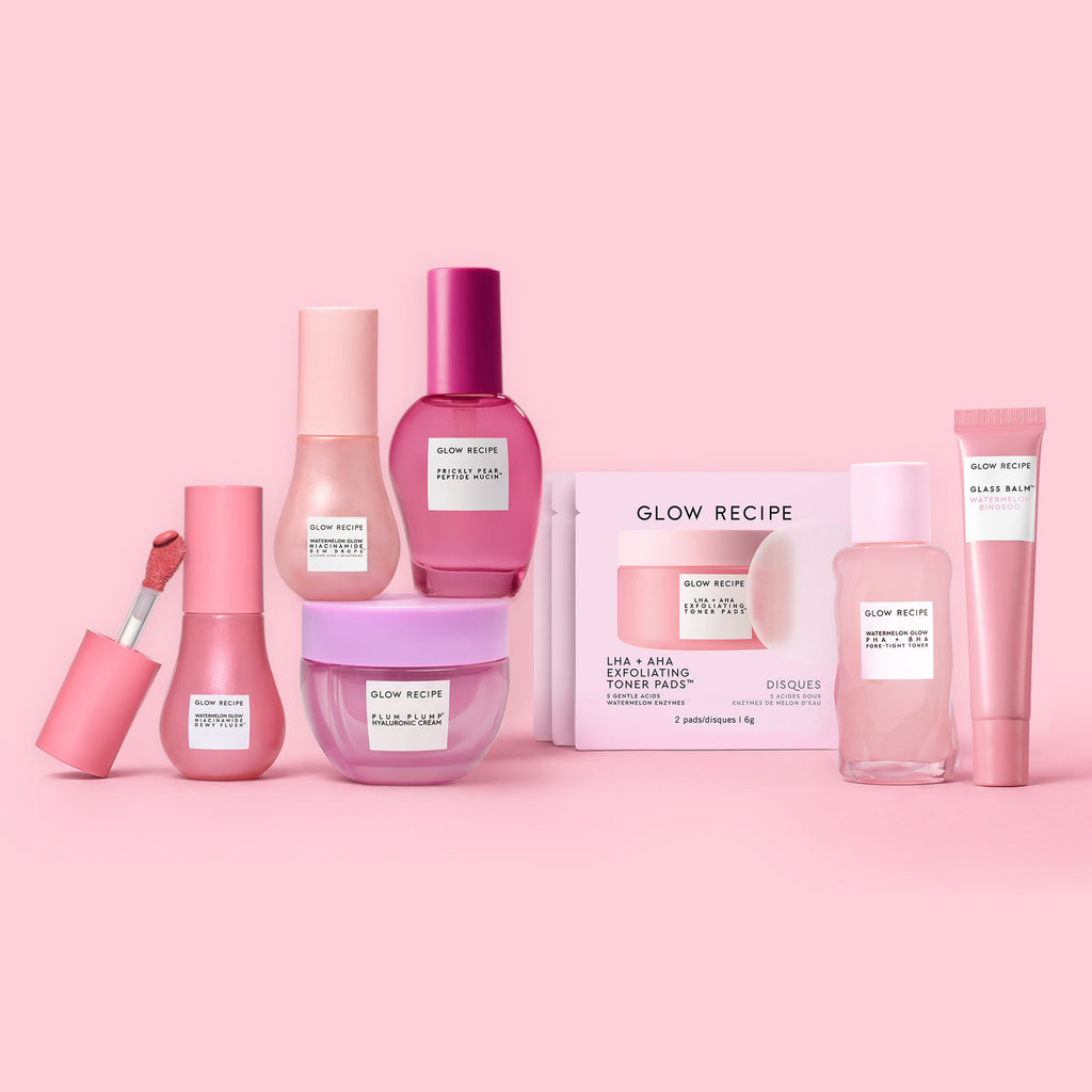Glow Recipe Korean Glow Ritual Kit, nine-piece routine with toner, serums, cream, and lip tint