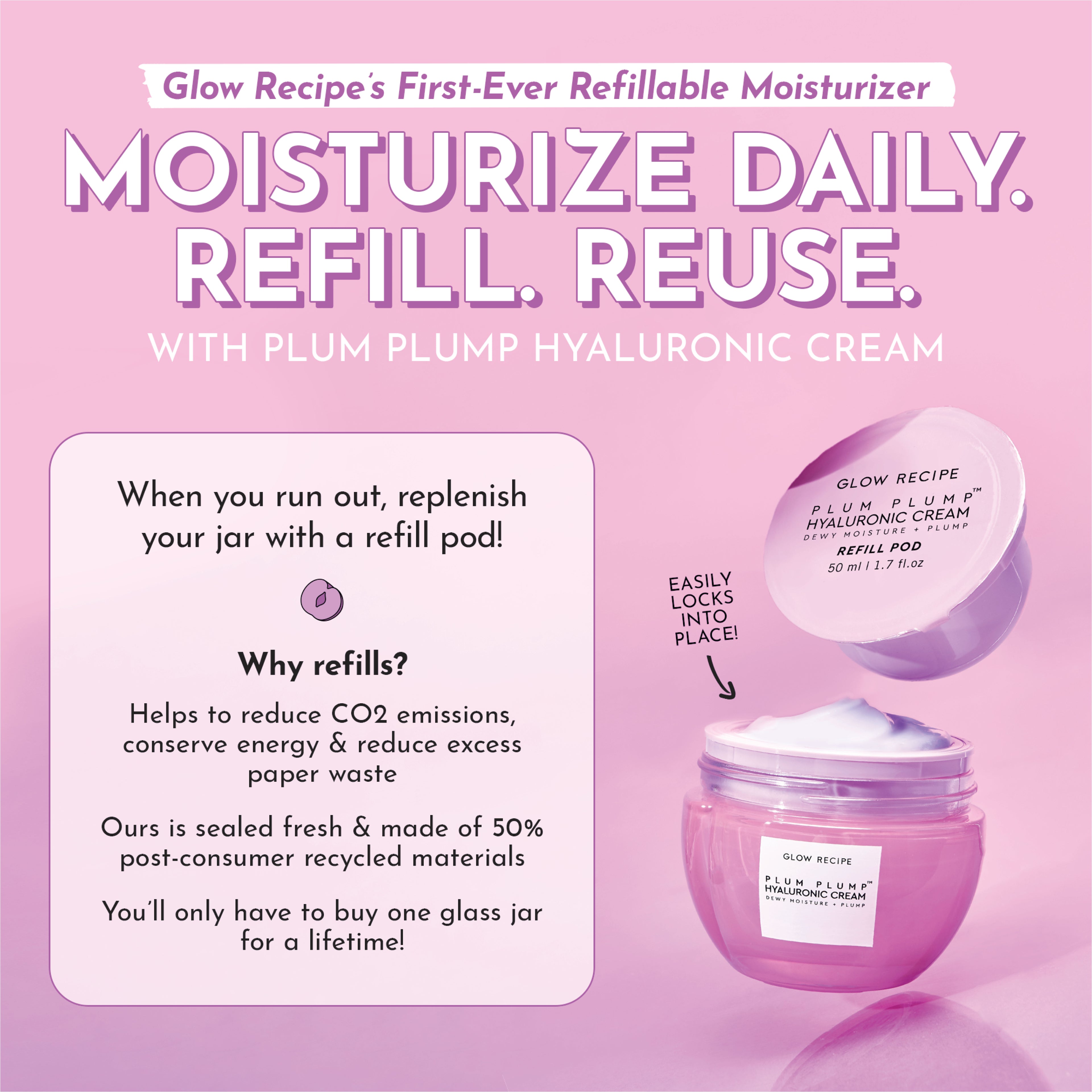 Glow Recipe Plum Plump Hyaluronic Cream applied to skin, showing its lightweight, quick-absorbing gel-cream finish.