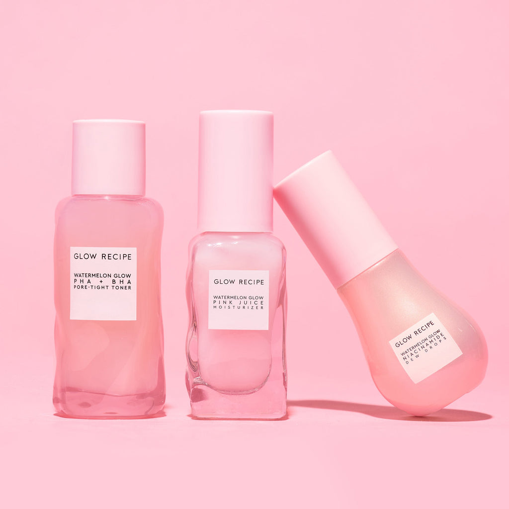 Glow Recipe Real Glass Skin Kit with Pore-Tight Toner, Dew Drops, and Pink Juice Moisturizer