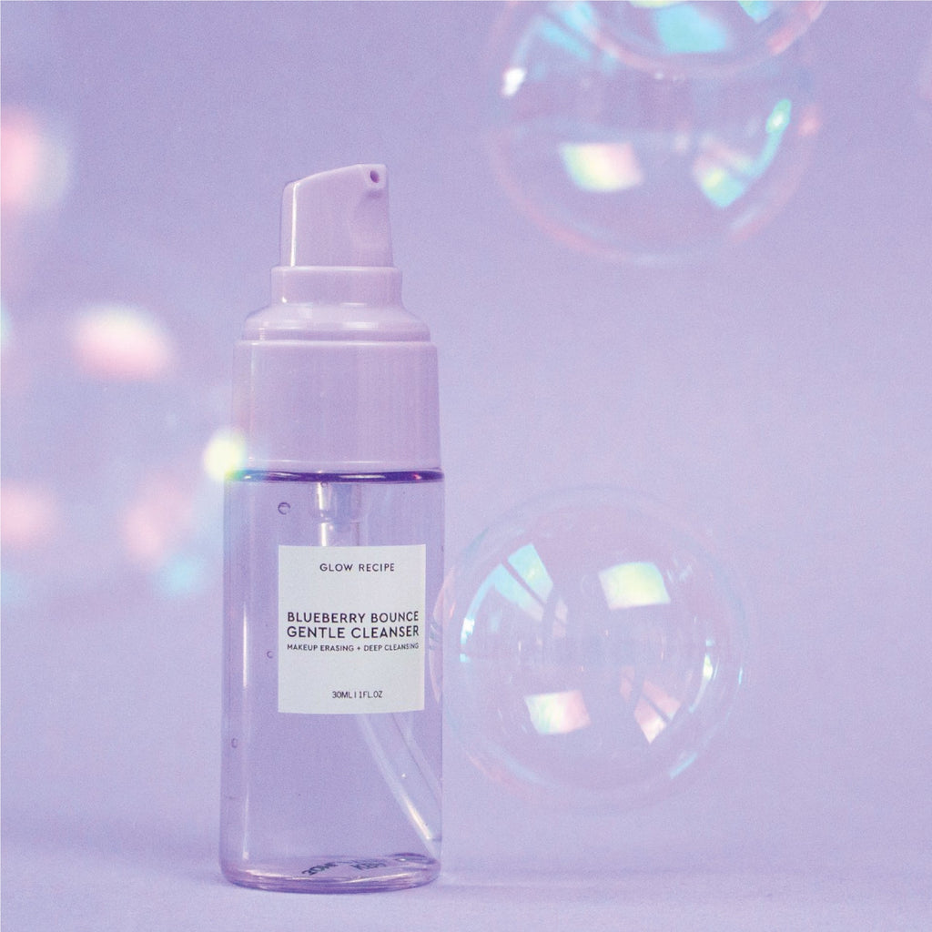 Glow Recipe Glow to Go Travel Kit product shot of the included Mini Blueberry Bounce Gentle Cleanser, 30ml