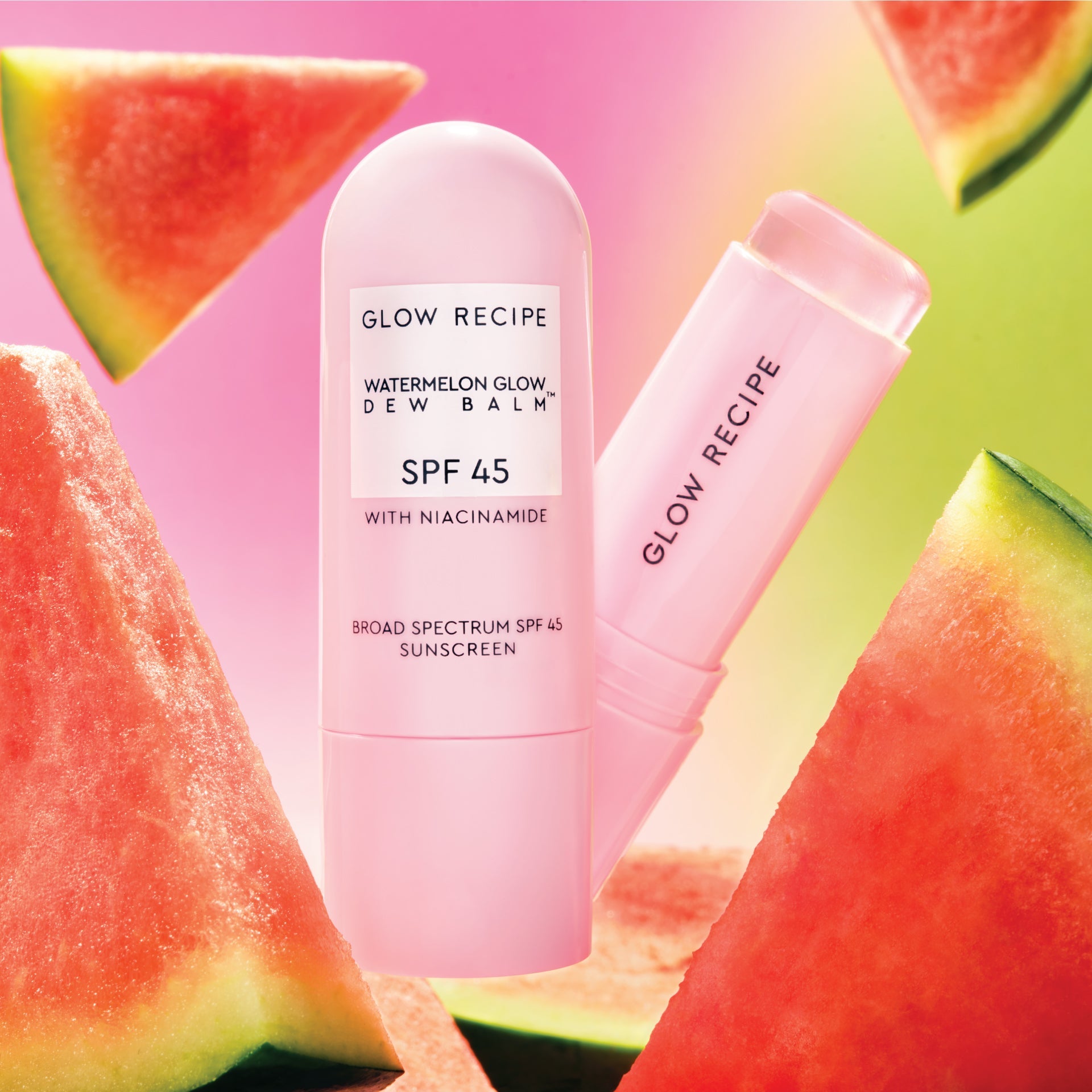 Glow Recipe Watermelon Glow Niacinamide Dew Balm SPF 45 stick, translucent sunscreen balm