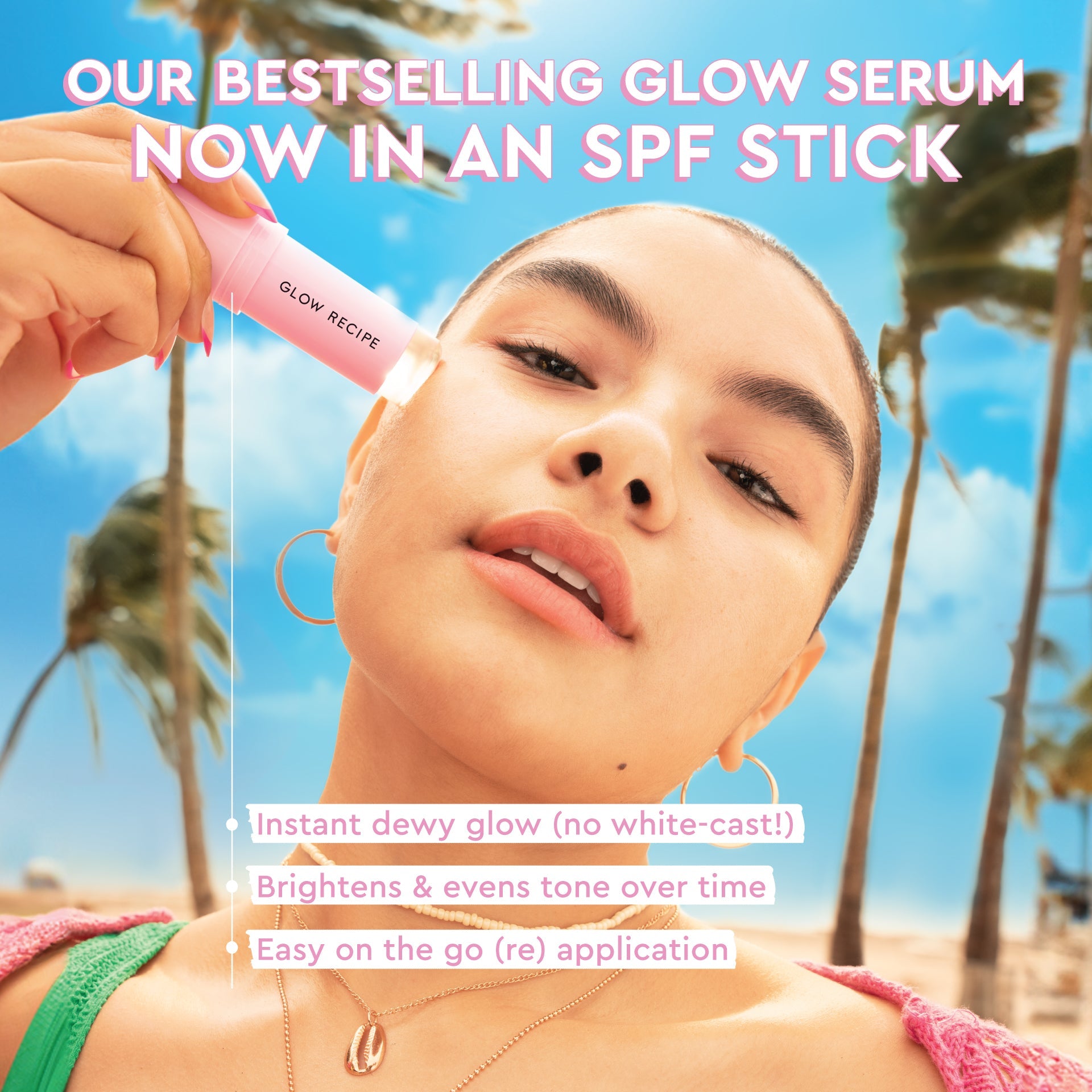 Glow Recipe Watermelon Glow Niacinamide Dew Balm SPF 45 texture swatch showing its translucent, non-comedogenic balm finish.