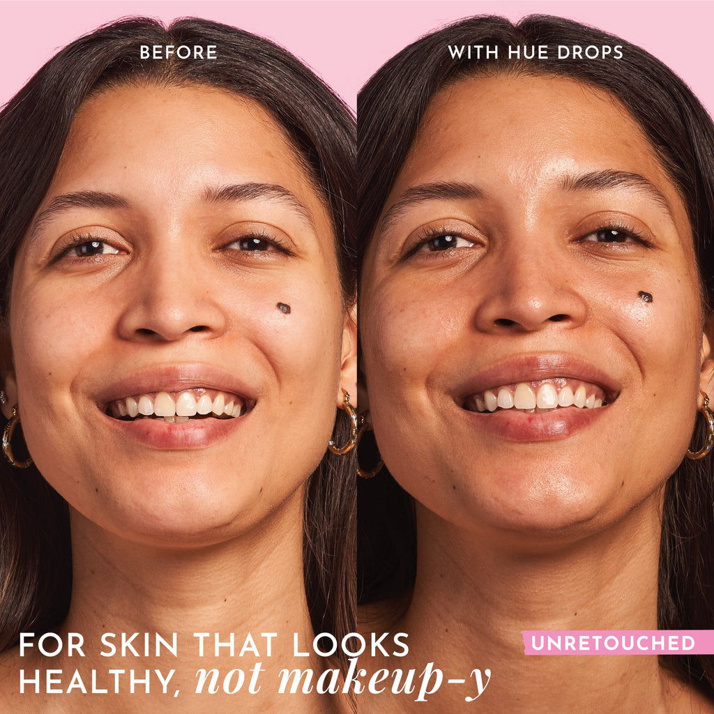 Mini Watermelon Glow Niacinamide Hue Drops dropper dispensing the lightweight, buildable tinted serum.