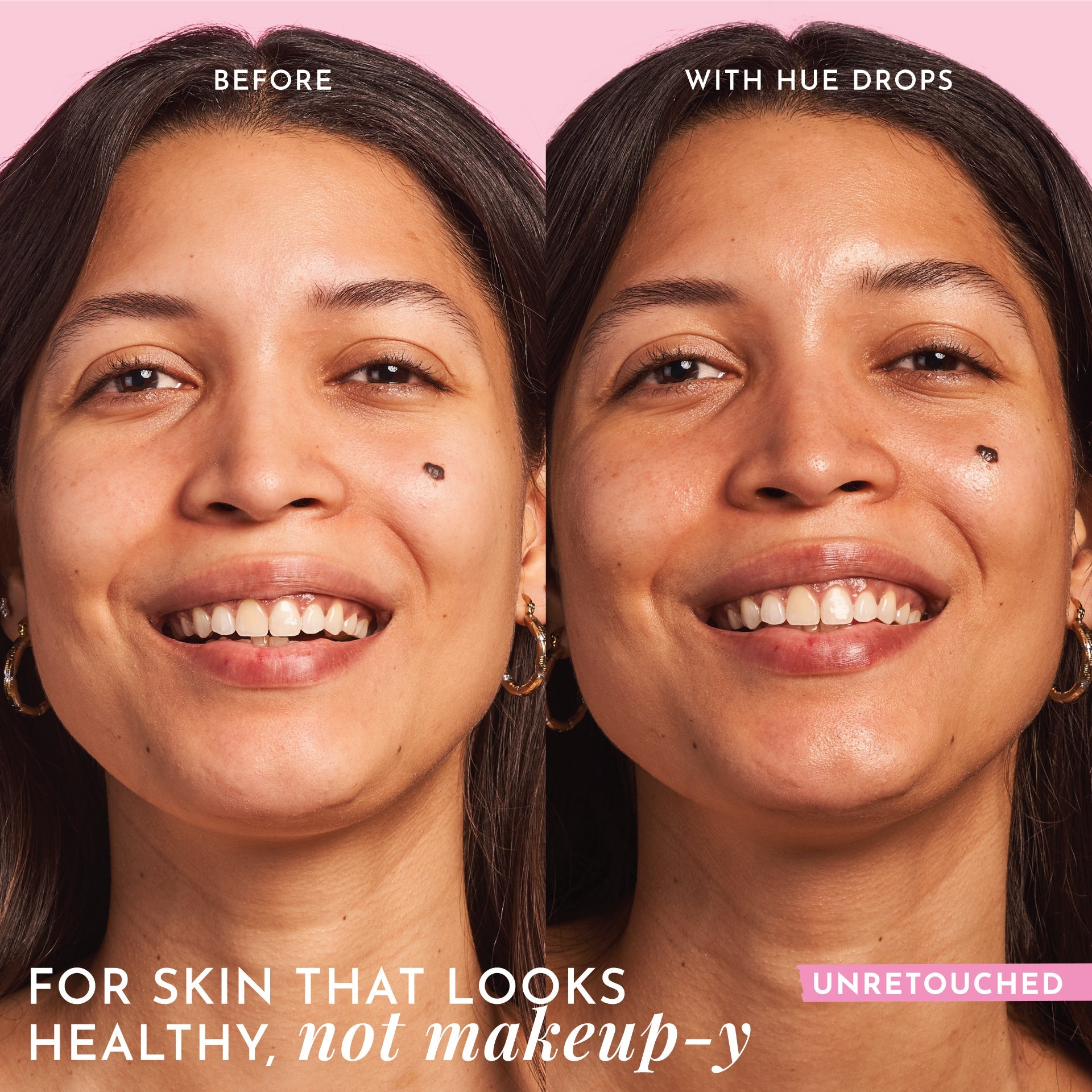 Mini Watermelon Glow Niacinamide Hue Drops dropper dispensing the lightweight, buildable tinted serum.