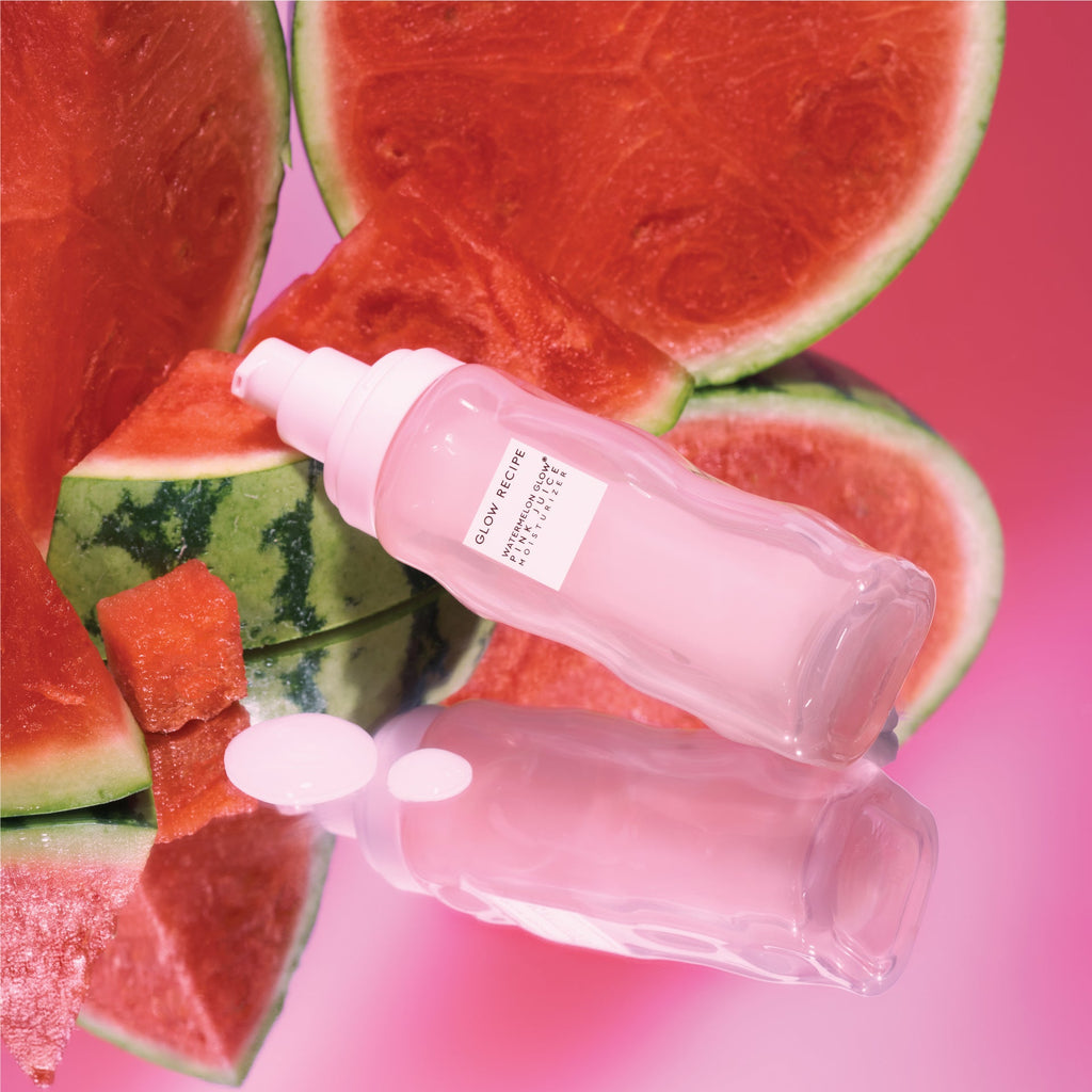 Overhead shot of the Refill Pod (50ml) insert for Watermelon Glow Pink Juice Moisturizer against a white background.