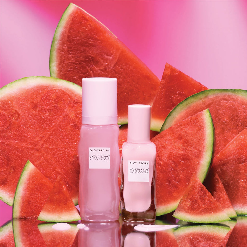 Studio photo of the Full-Size (50ml) Watermelon Glow Pink Juice Moisturizer jar shown from a different angle than the hero image.