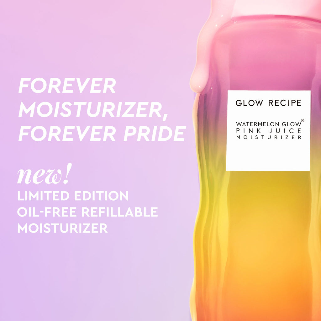 Pride Full-Size (50ml) infographic slide highlighting the moisturizer's watermelon and licorice root hydration benefits.