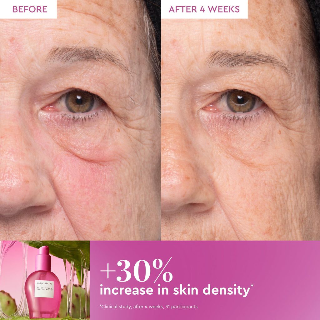 Glow Recipe Prickly Pear Peptide Mucin infographic highlighting the formula's 81% cactus extract concentration.