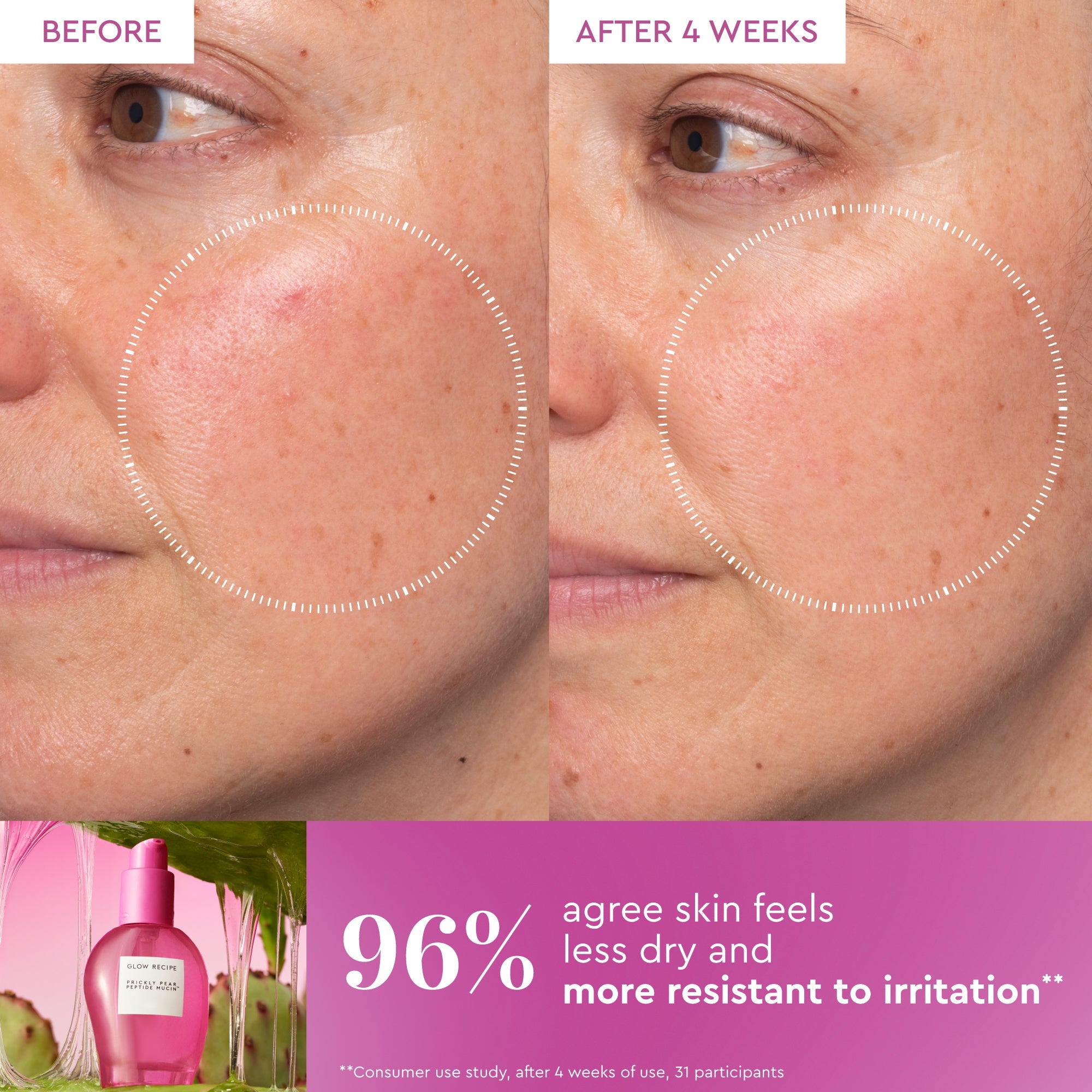 Glow Recipe Prickly Pear Peptide Mucin infographic explaining the recommended AM and PM application routine.
