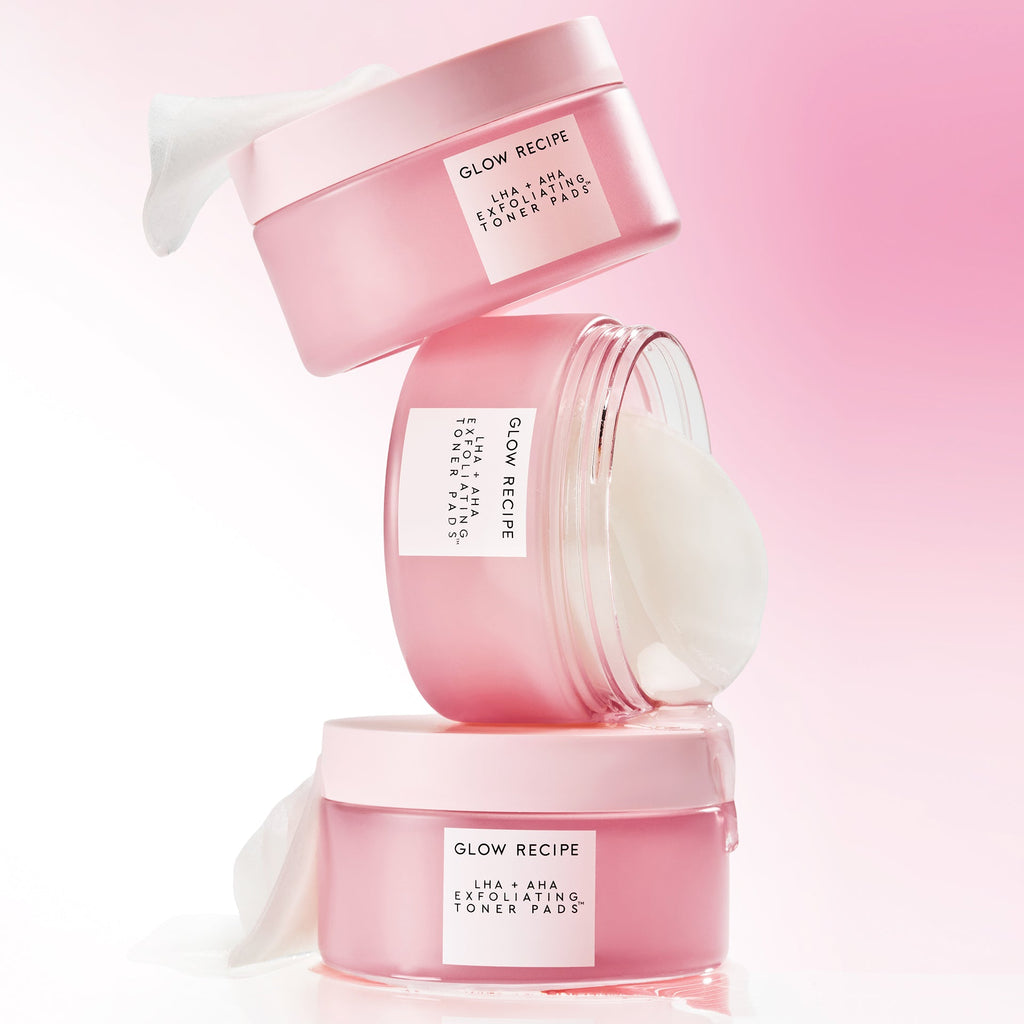Close-up product shot of a single Watermelon Toner Pad texture set beside the 60-pad jar.