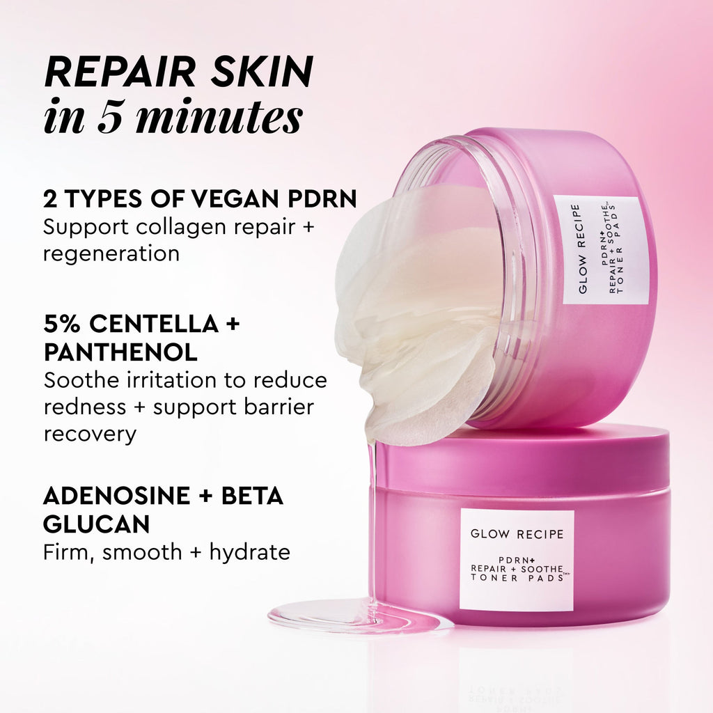 Infographic detailing the Adenosine, Centella Asiatica, and Beta Glucan blend that calms redness in sensitive skin.