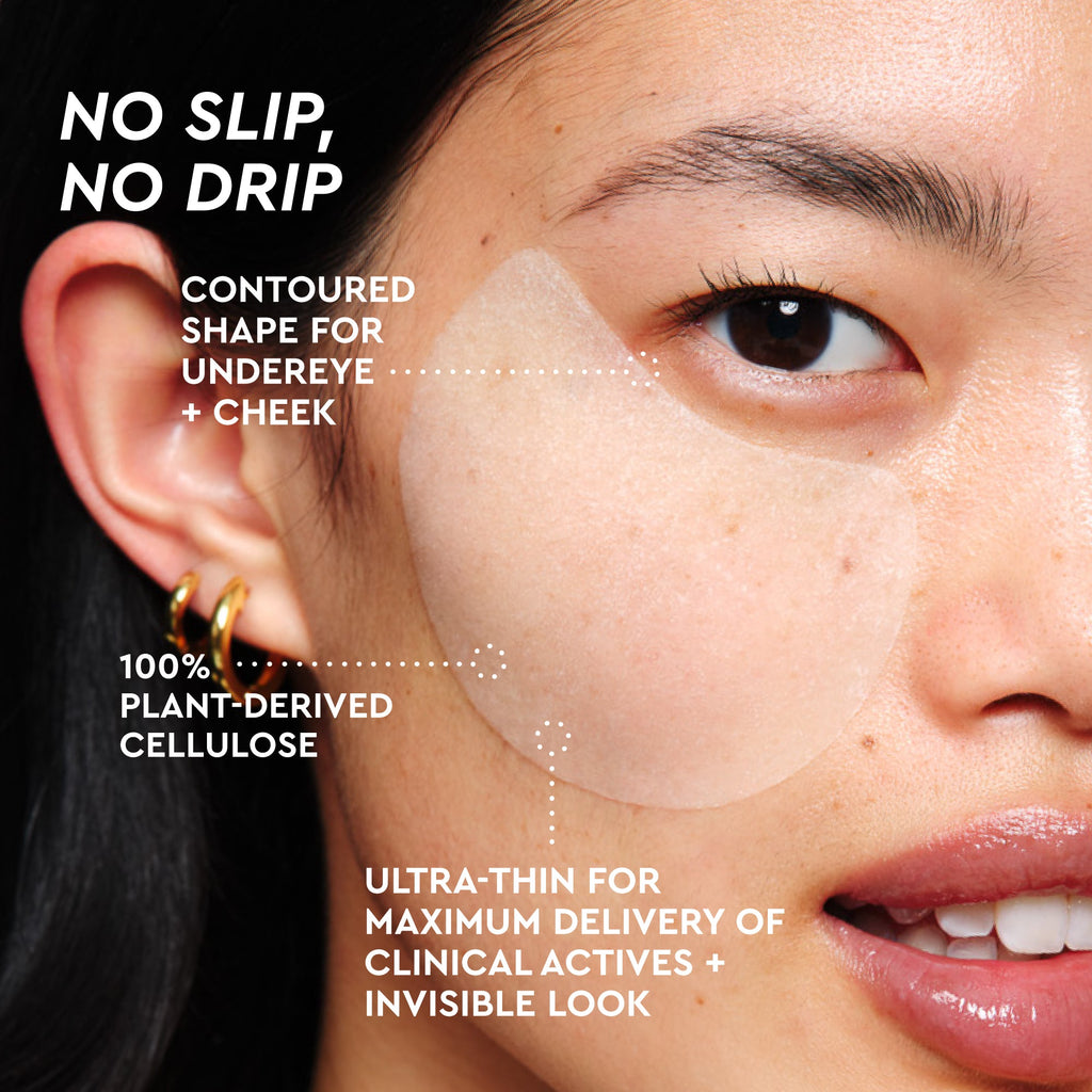 Infographic slide summarizing the pads' brightening benefits, from fading dark spots to easing puffiness and dullness.