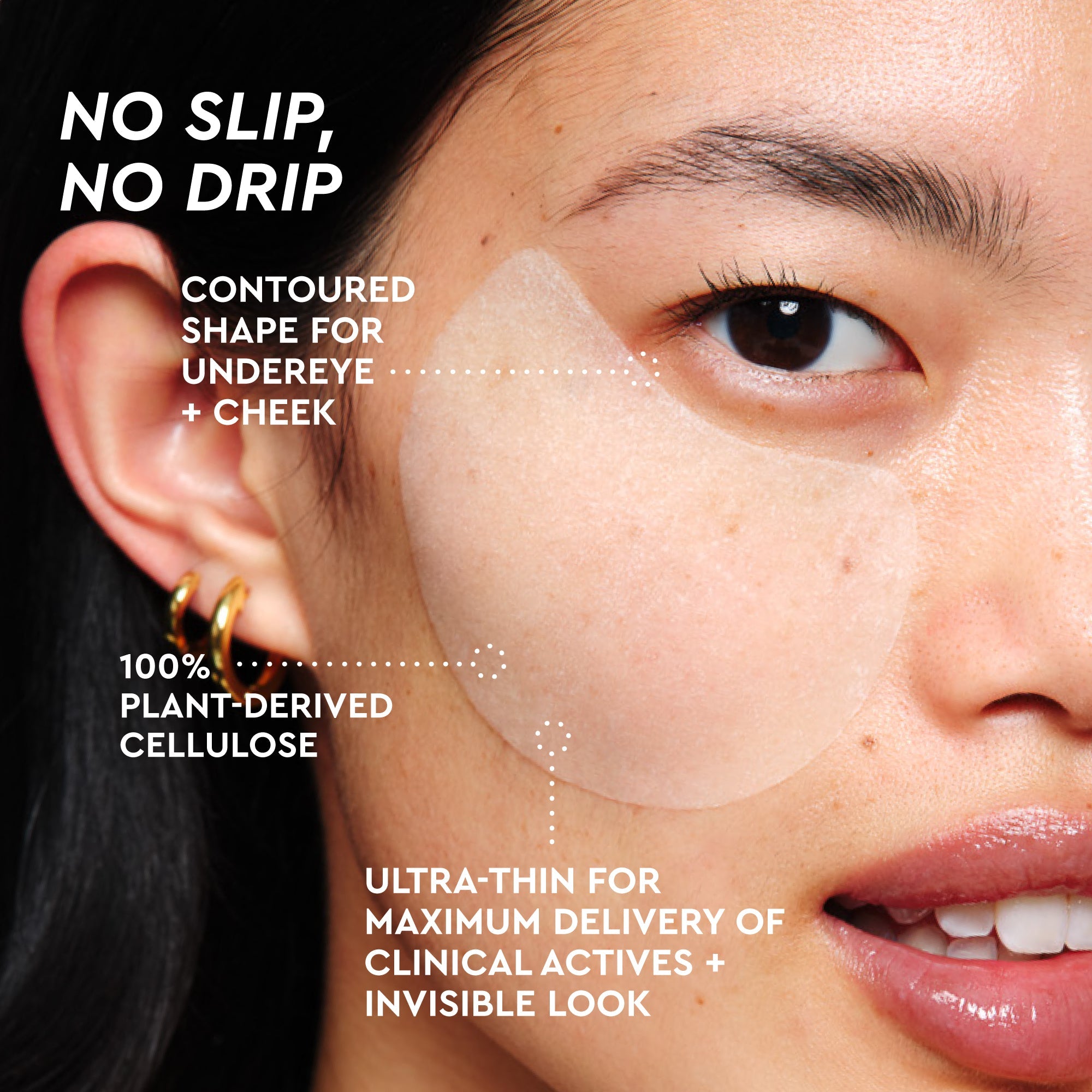 Infographic slide summarizing the pads' brightening benefits, from fading dark spots to easing puffiness and dullness.