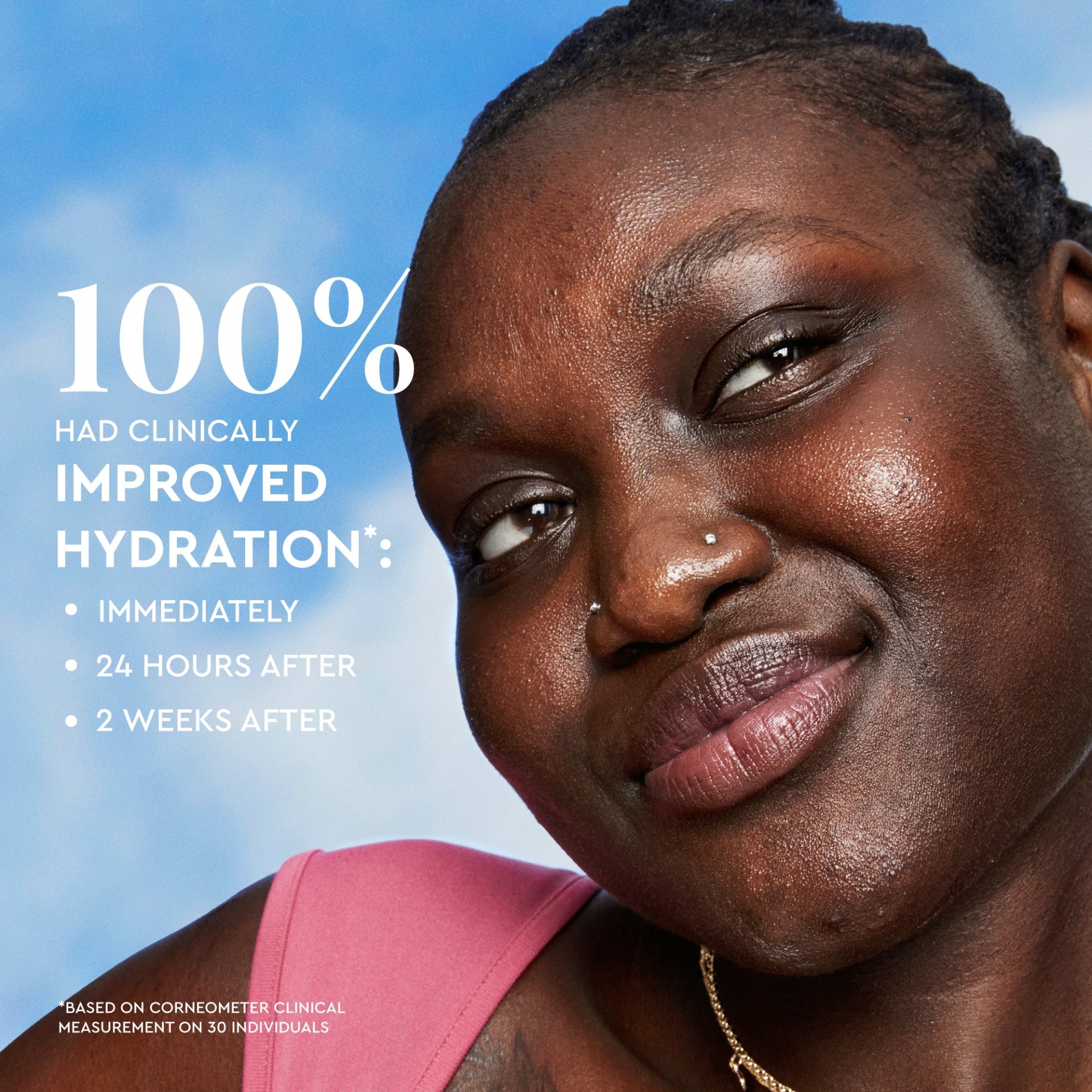 Infographic highlighting how Watermelon Glow Dew Shield SPF 30 is clinically proven to boost skin's moisture.