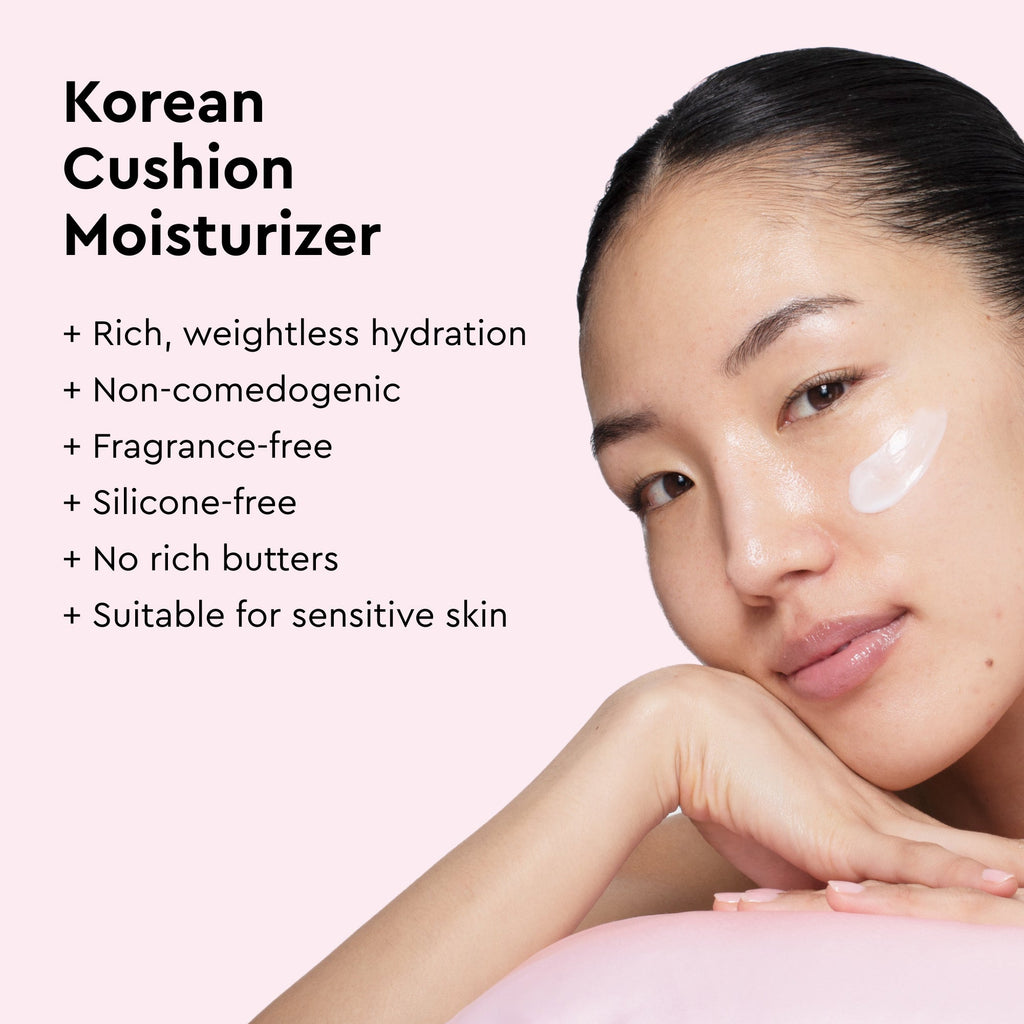 Glow Recipe Watermelon Milk Peptide Cushion Cream infographic highlighting 88% barrier recovery and reduced water loss