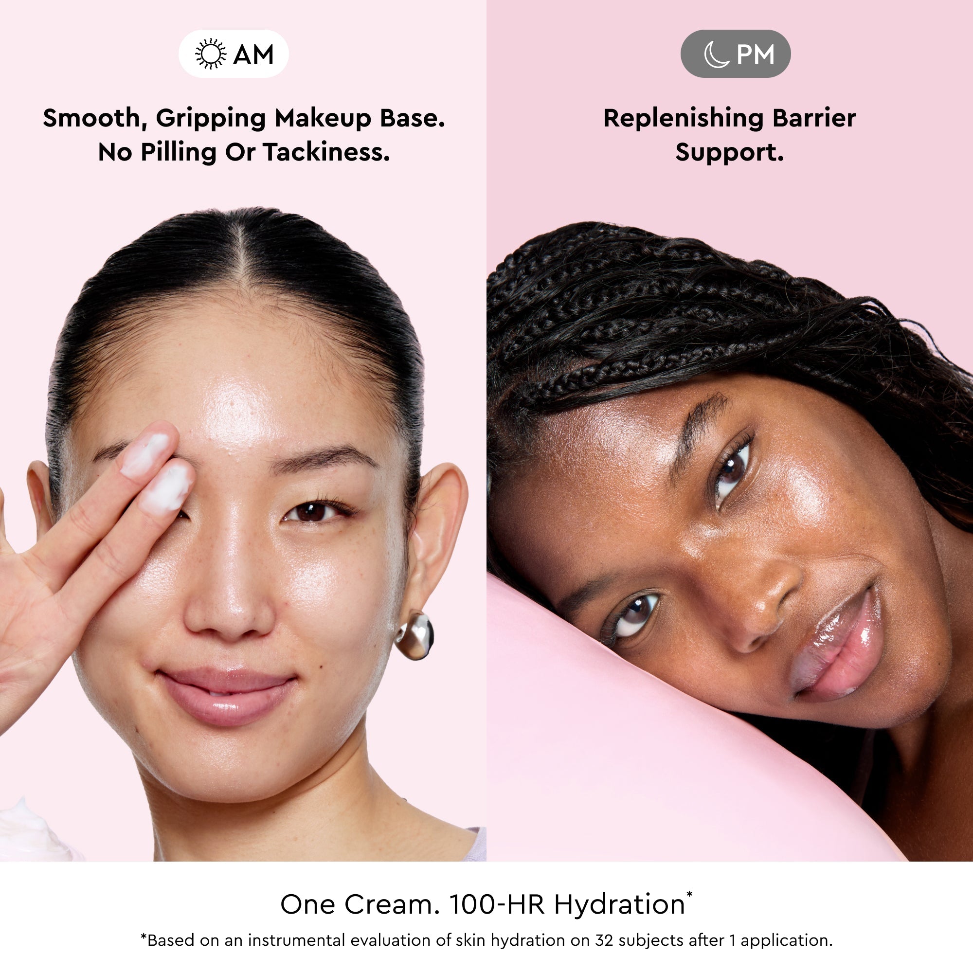Glow Recipe Watermelon Milk Peptide Cushion Cream infographic on hydration maintained 100 hours after one application