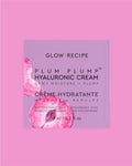 Glow Recipe Plum Plump Hyaluronic Cream packaging on a pink background