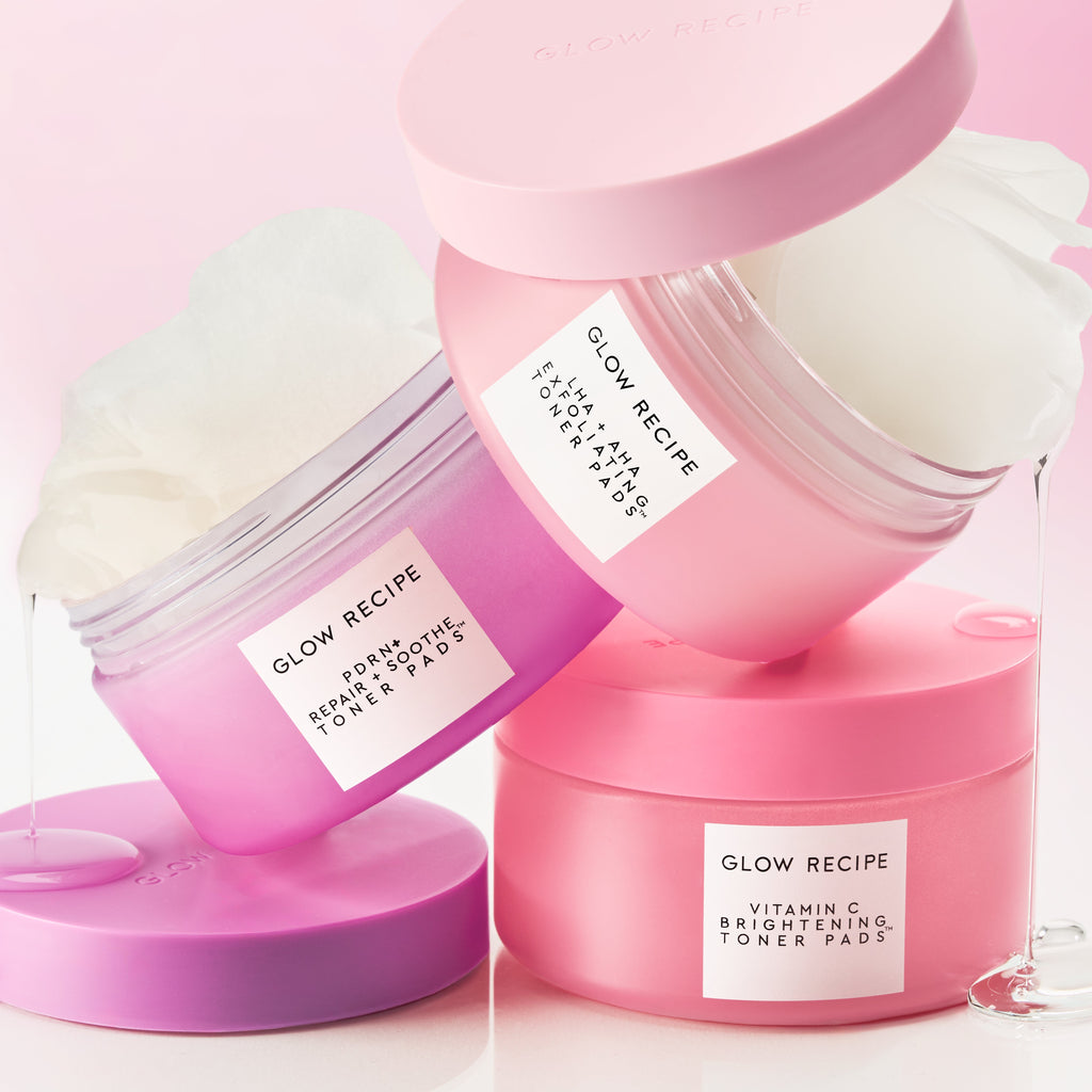 Glow Recipe Korean Toner Pad Multi-Masking Kit with three fragrance-free toner pad jars